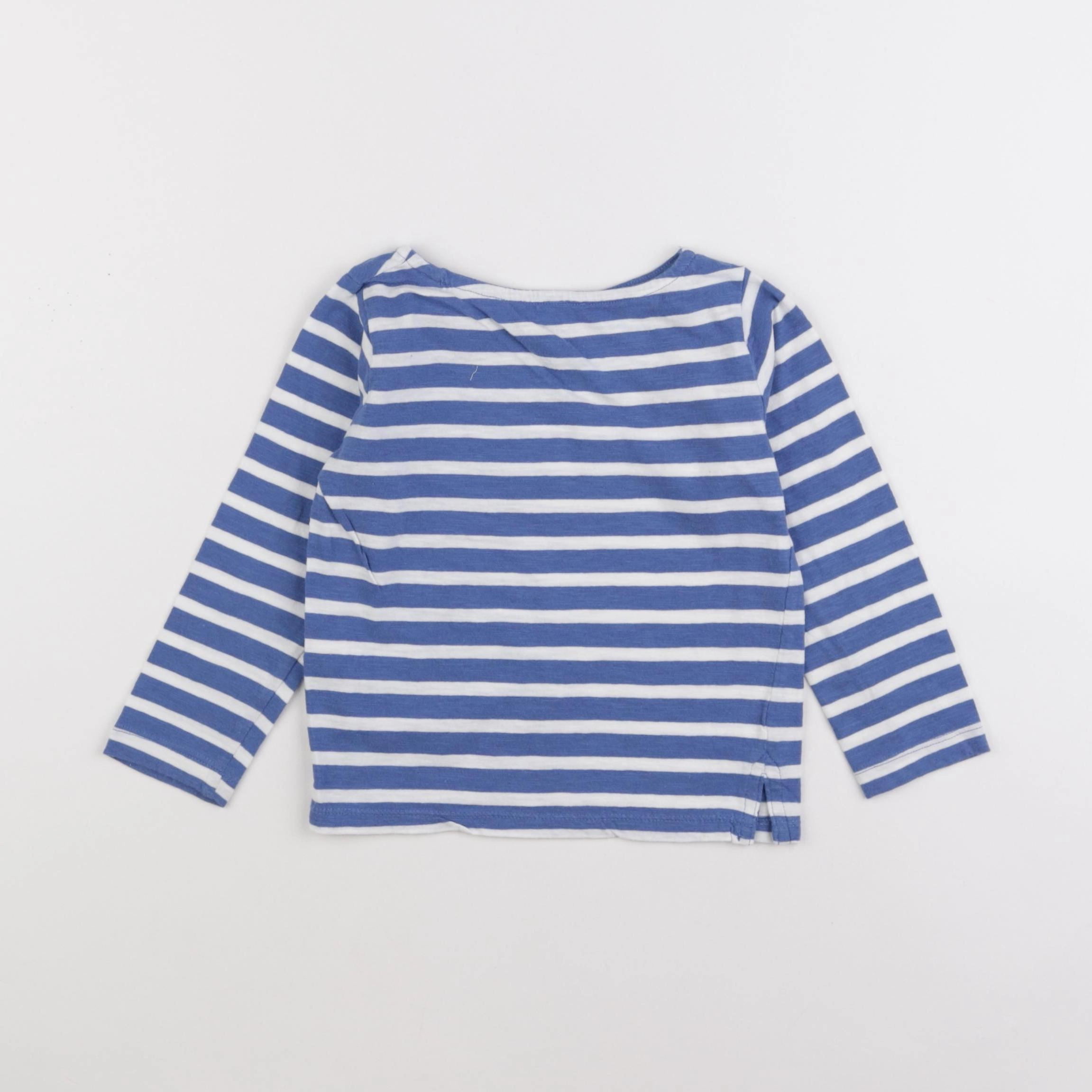 Monoprix - tee-shirt bleu, blanc - 3 ans