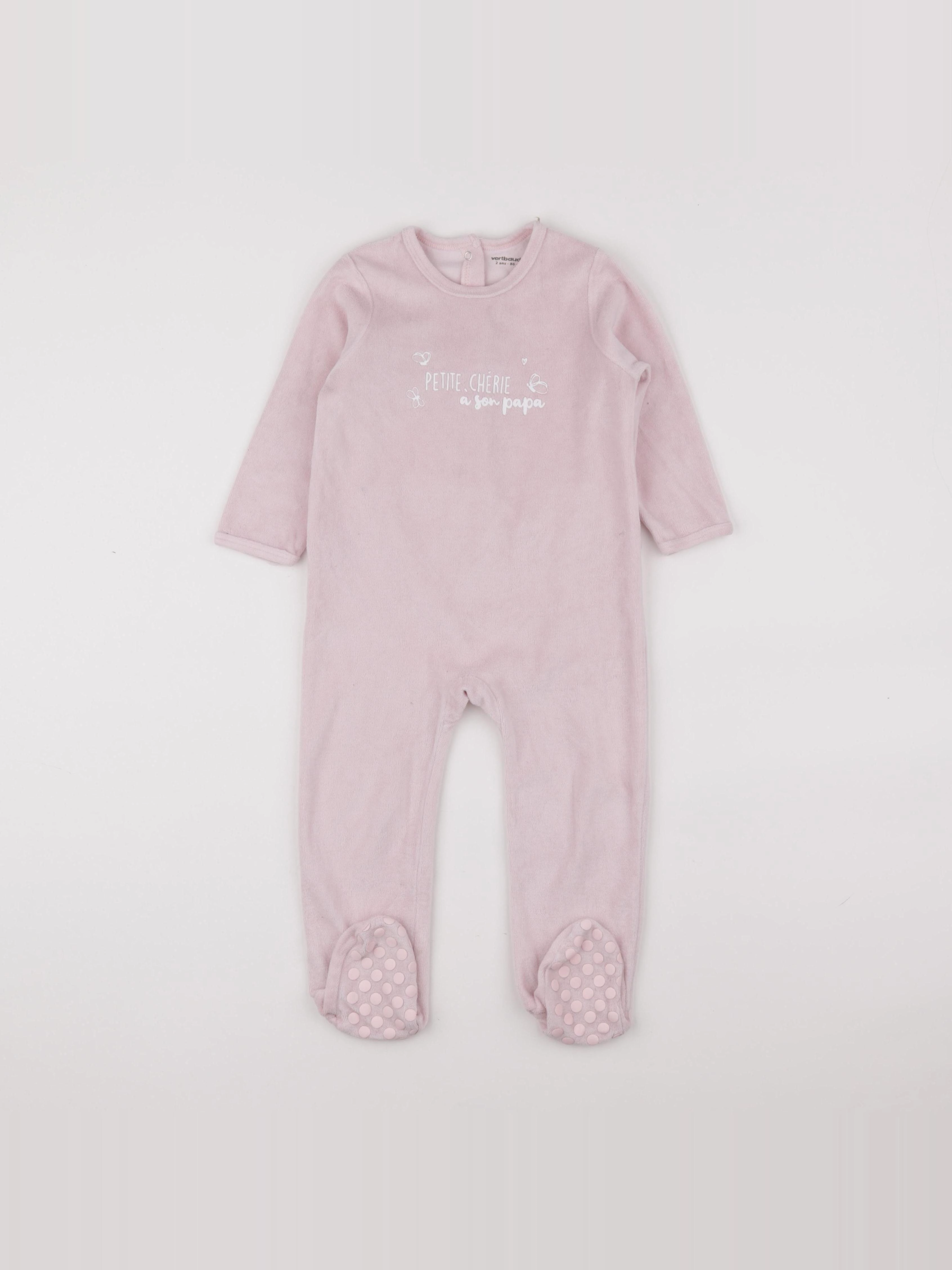 Vertbaudet - pyjama velours rose - 2 ans