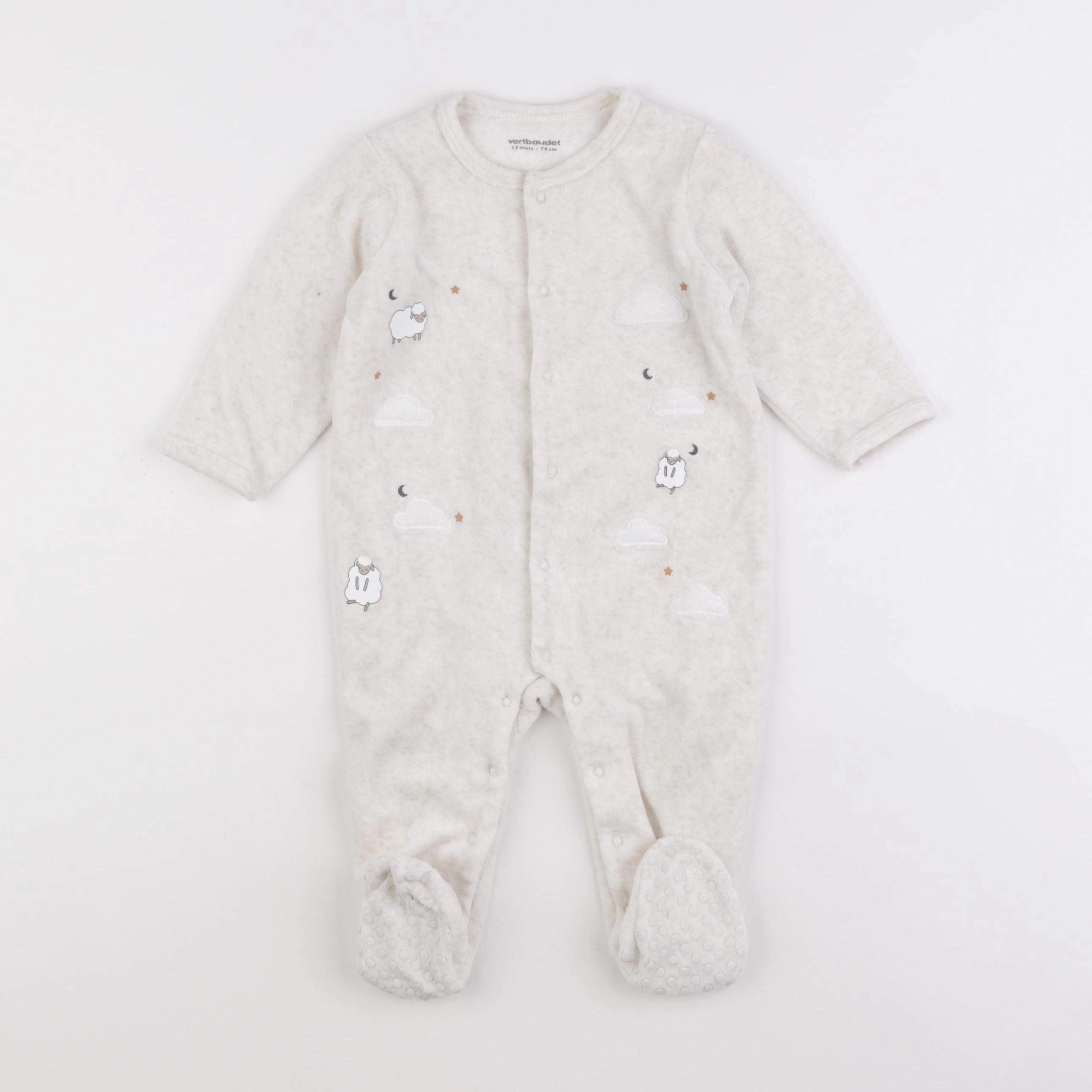 Vertbaudet - pyjama velours beige - 12 mois