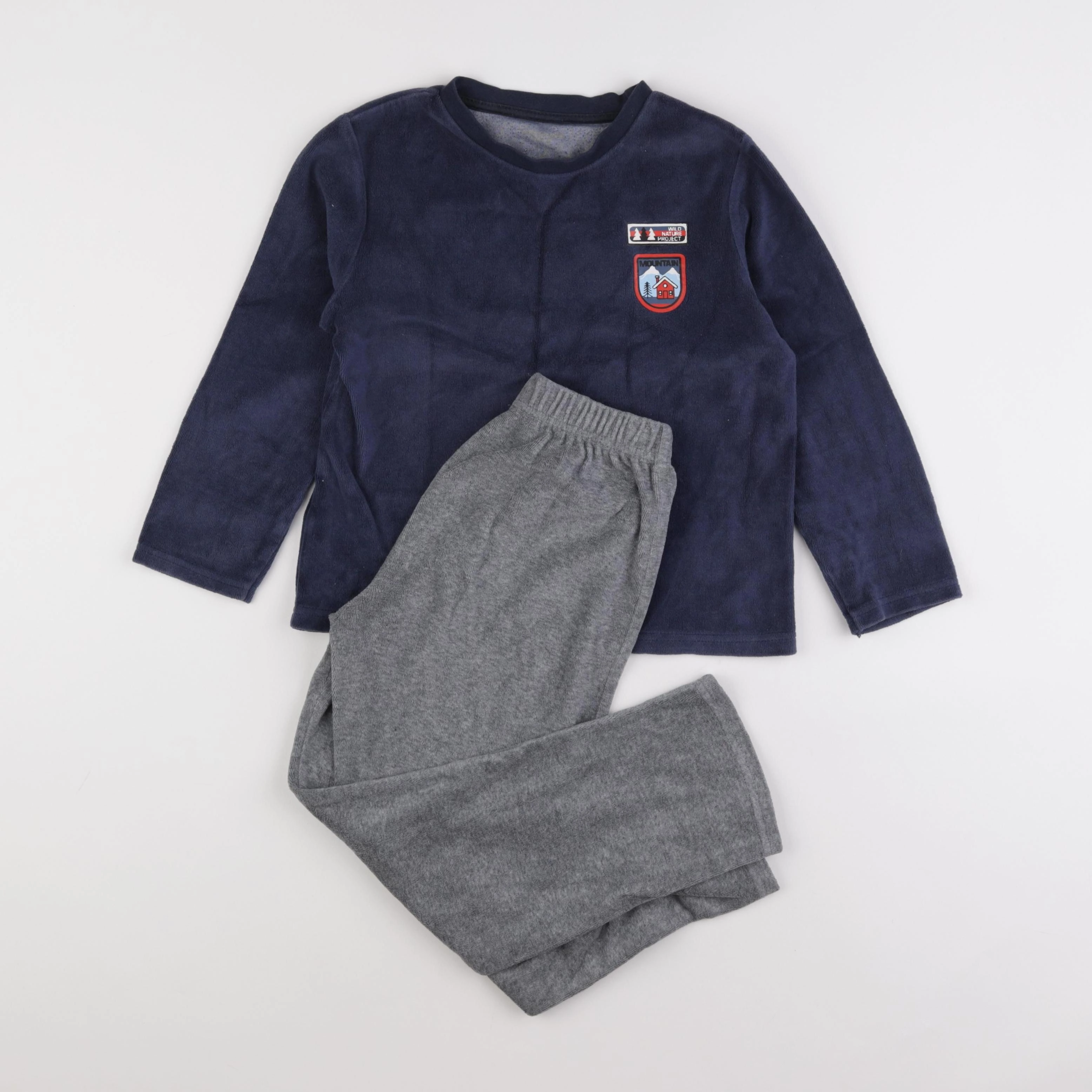 Vertbaudet - pyjama velours bleu - 8 ans