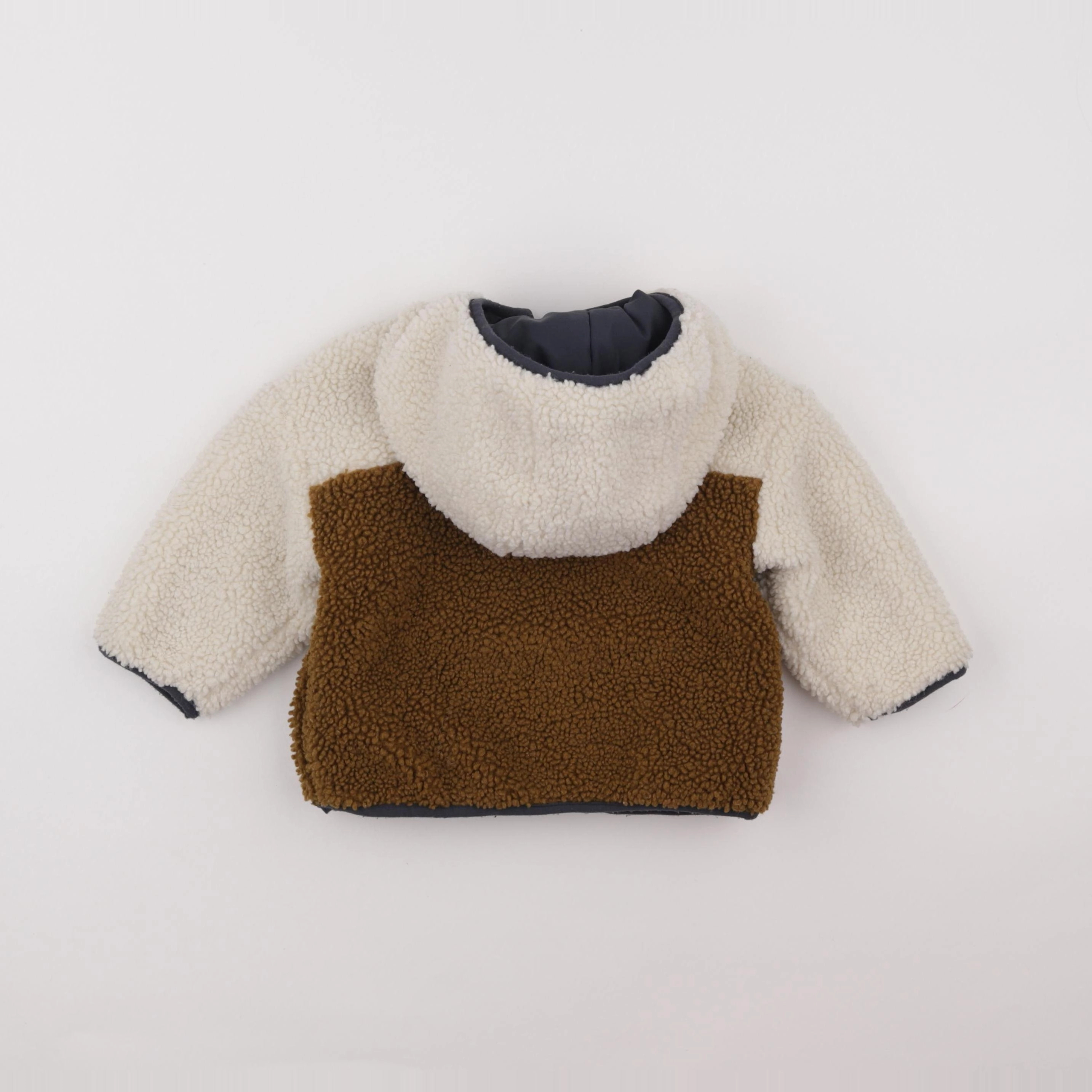 Vertbaudet - doudoune réversible bleu, beige - 9/12 mois