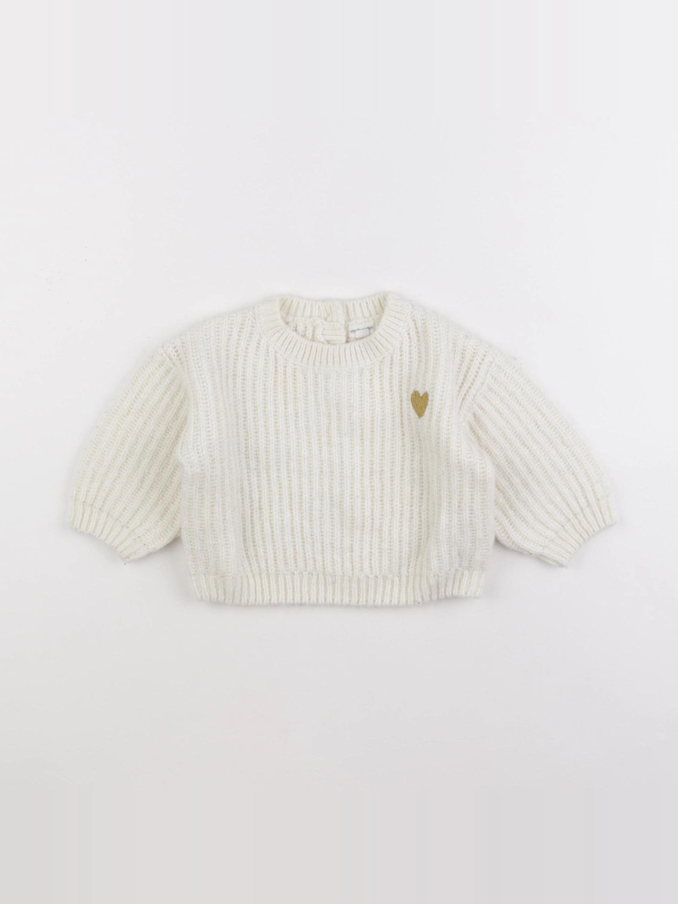 Vertbaudet - pull blanc - 12 mois