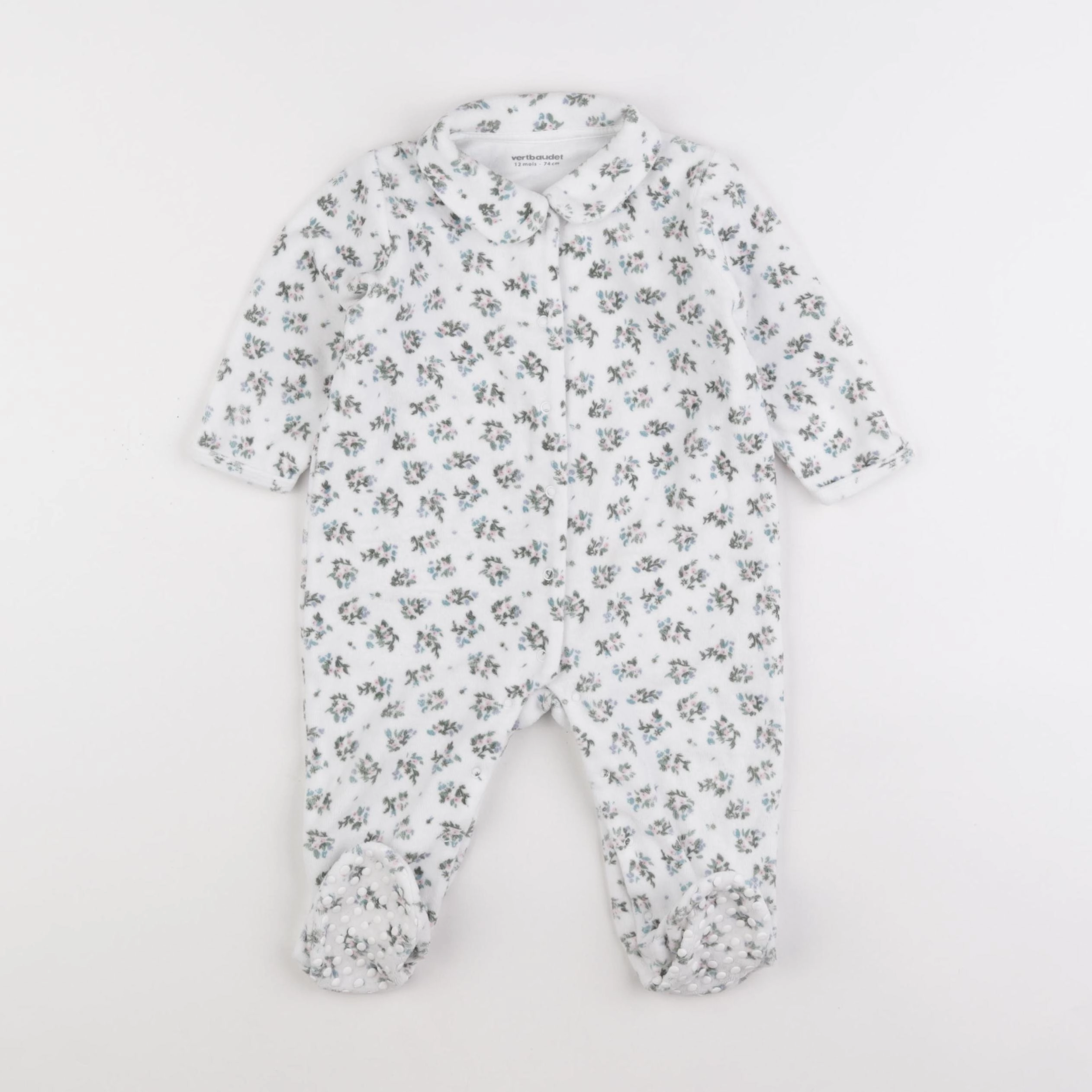 Vertbaudet - pyjama velours blanc - 12 mois