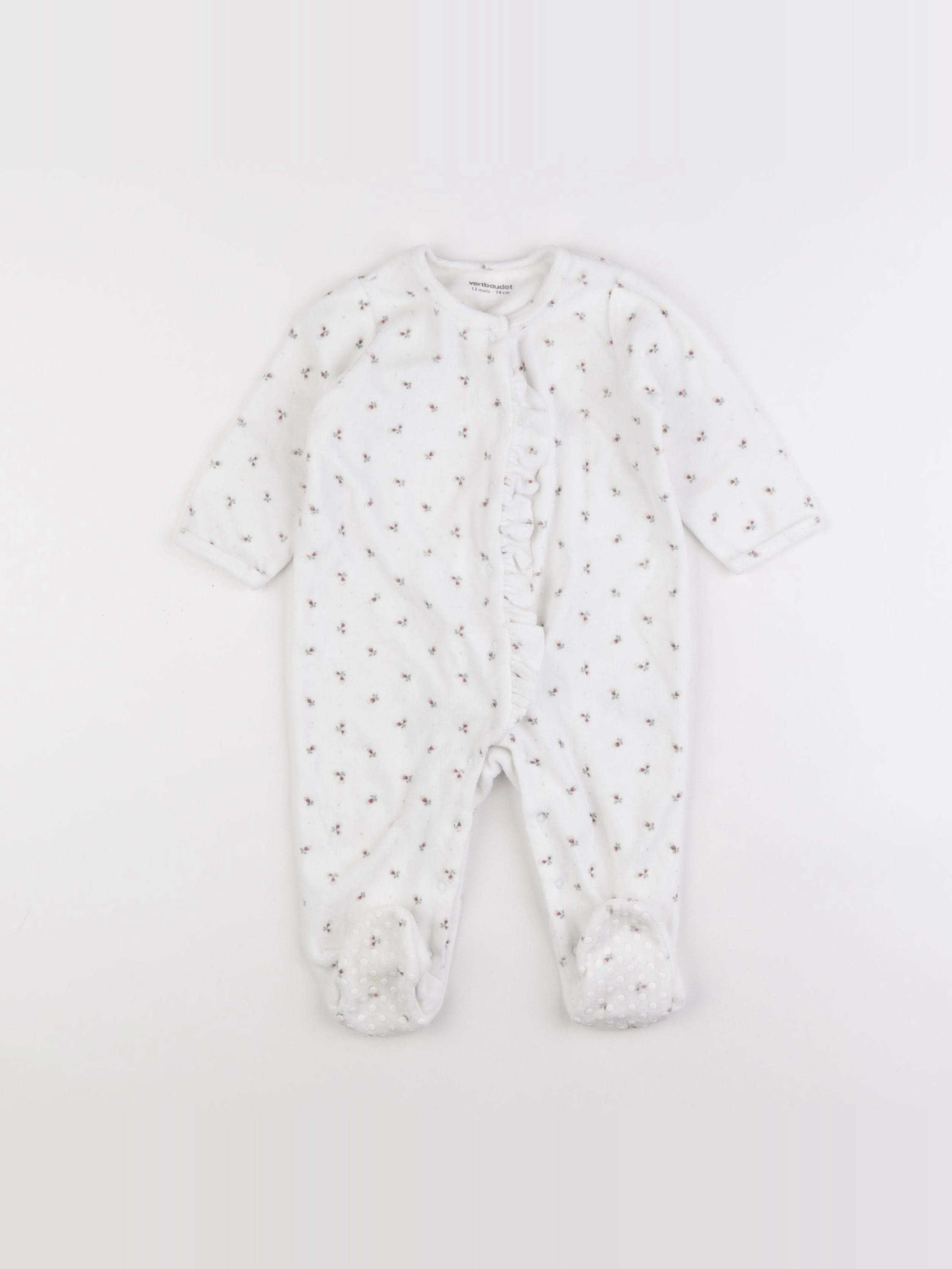 Vertbaudet - pyjama velours blanc - 12 mois