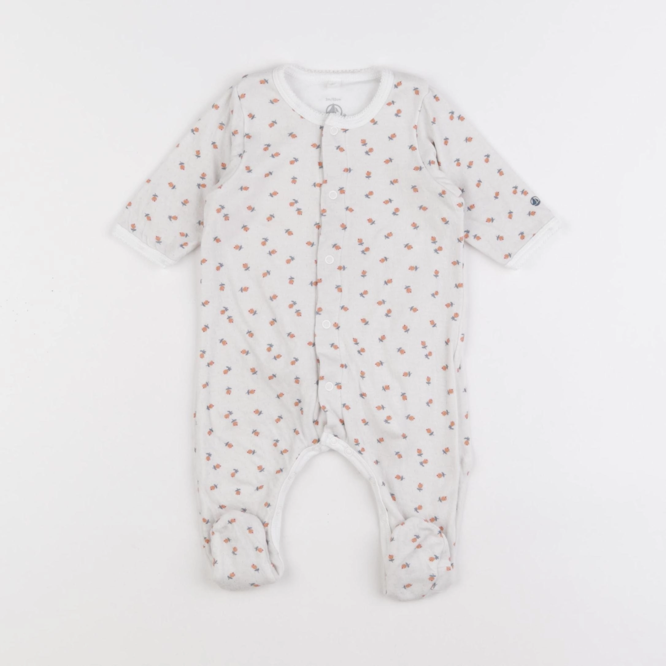 Petit Bateau - pyjama coton blanc - 3 mois
