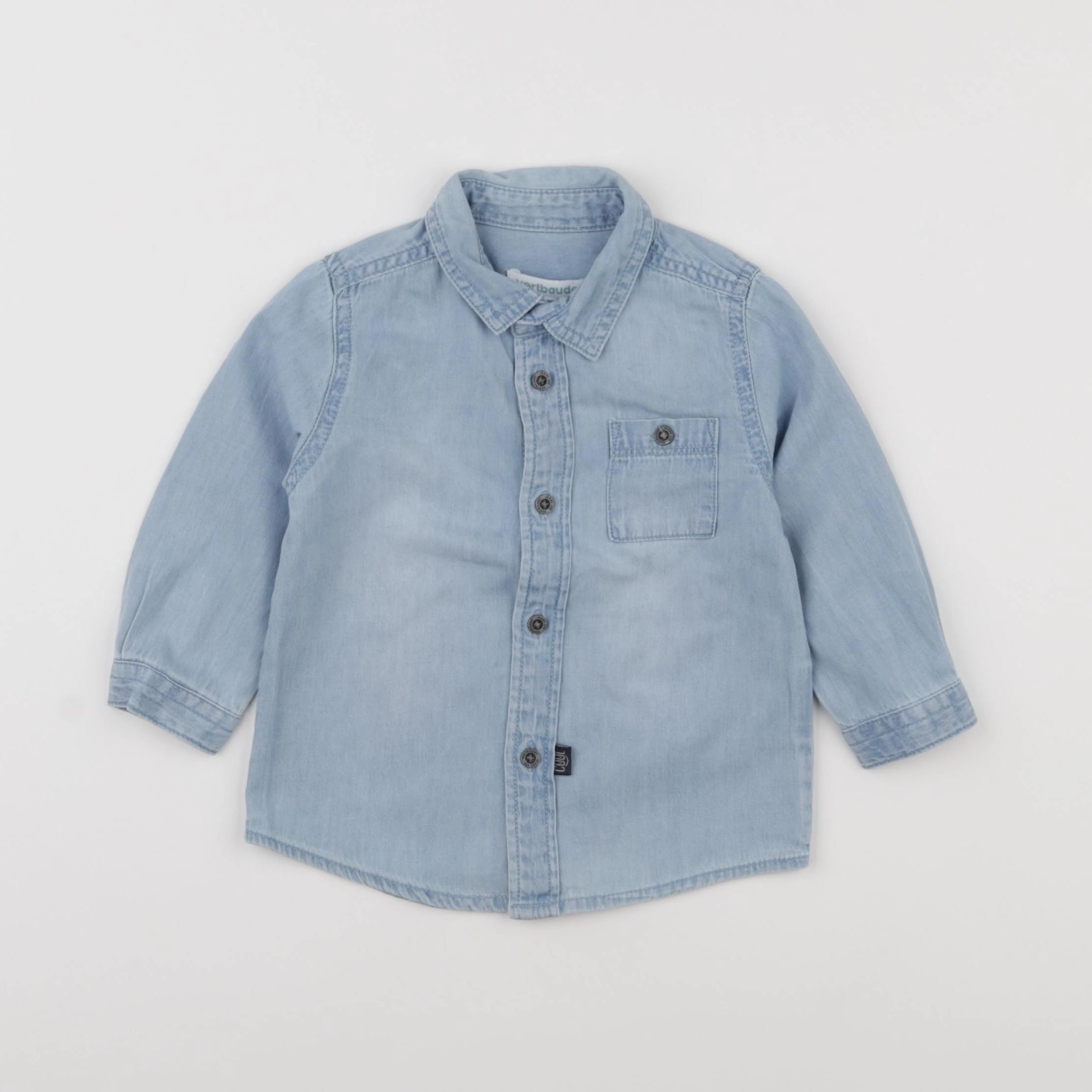 Vertbaudet - chemise bleu - 12 mois