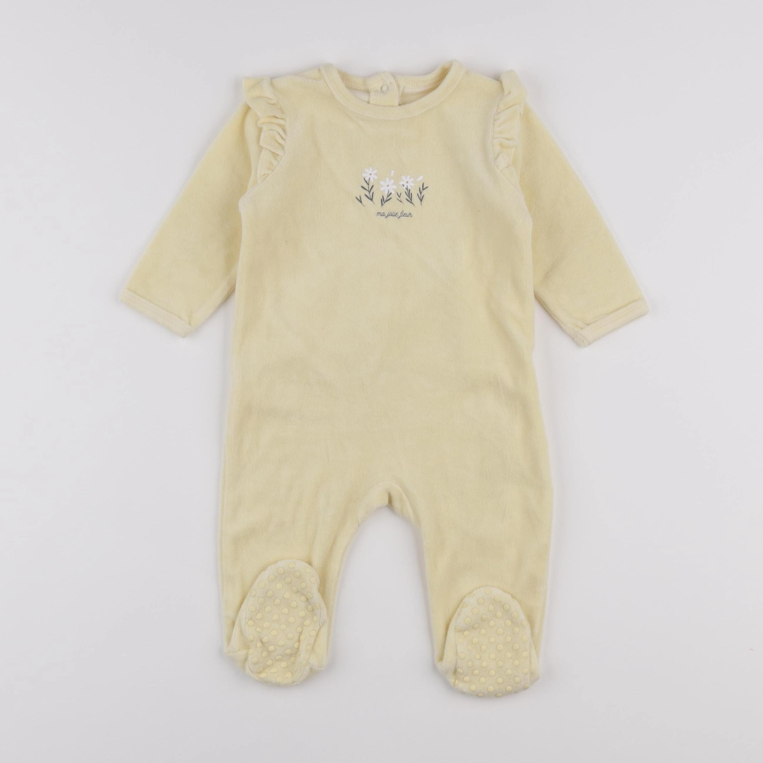 Vertbaudet - pyjama velours jaune - 9 mois