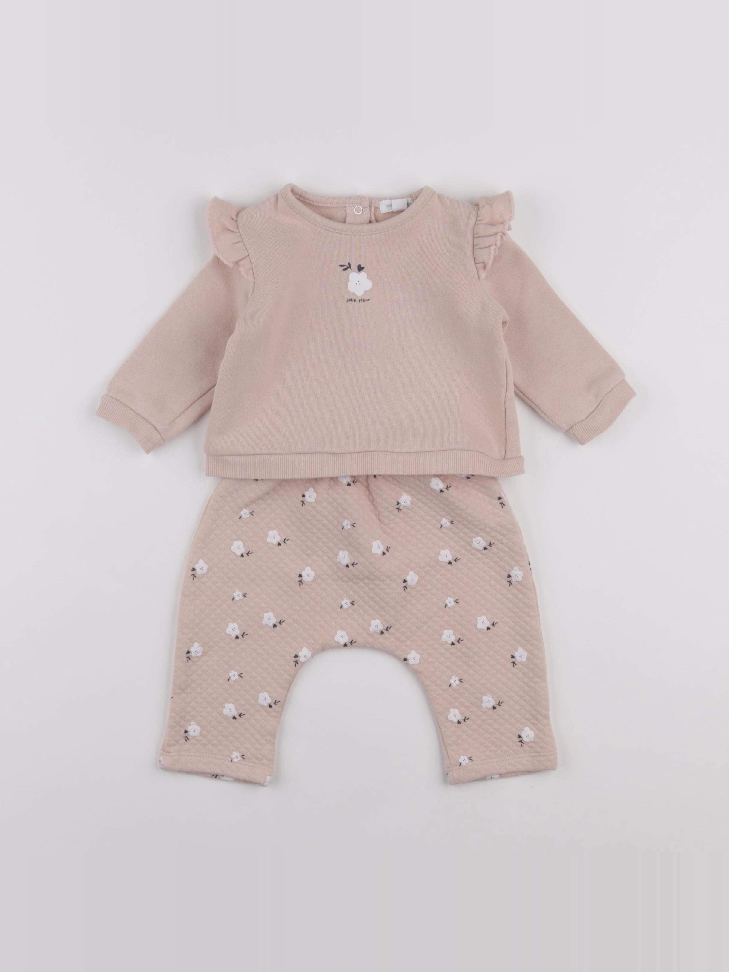 Vertbaudet - ensemble rose - 6 mois