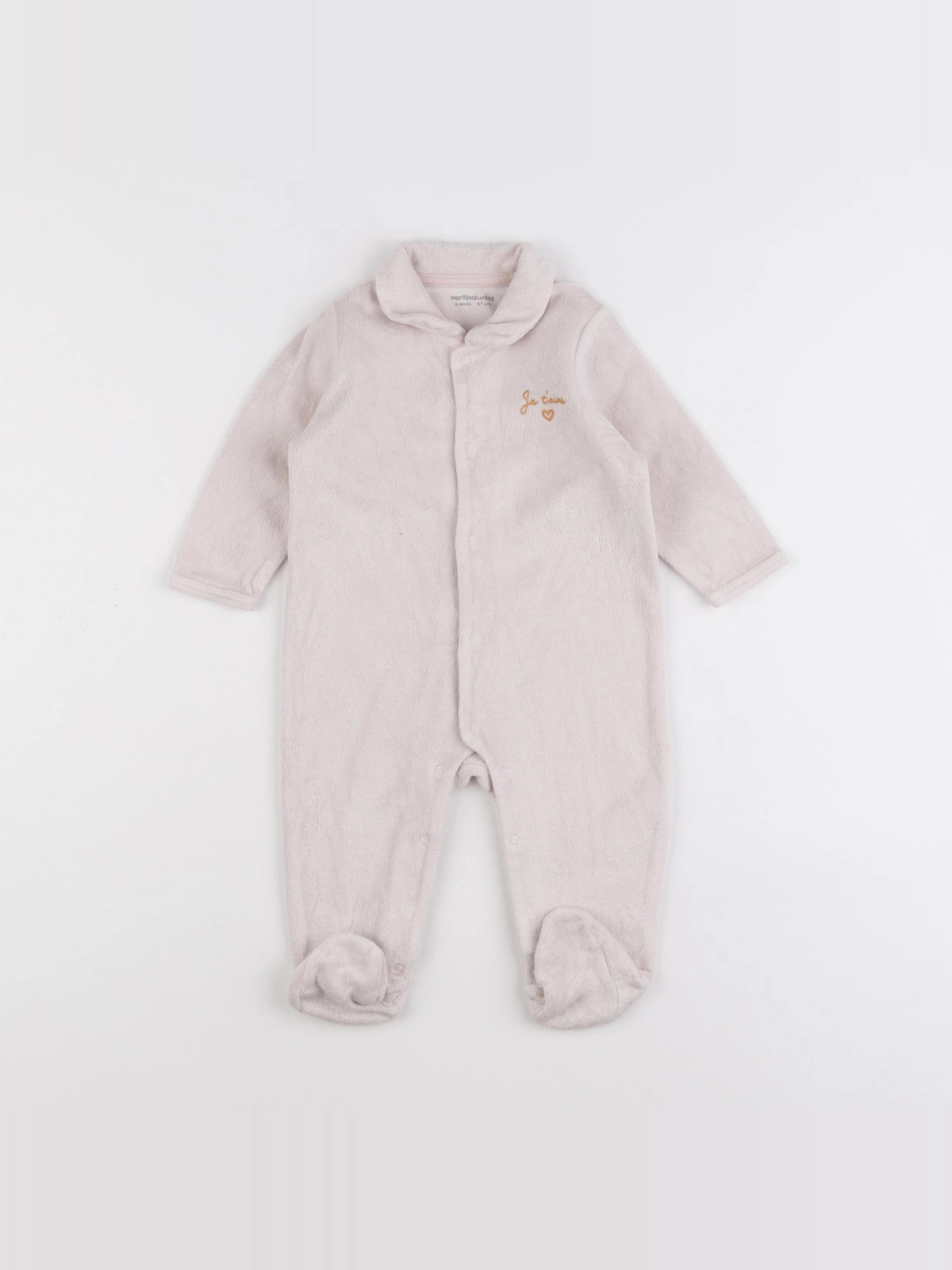 Vertbaudet - pyjama velours rose - 6 mois