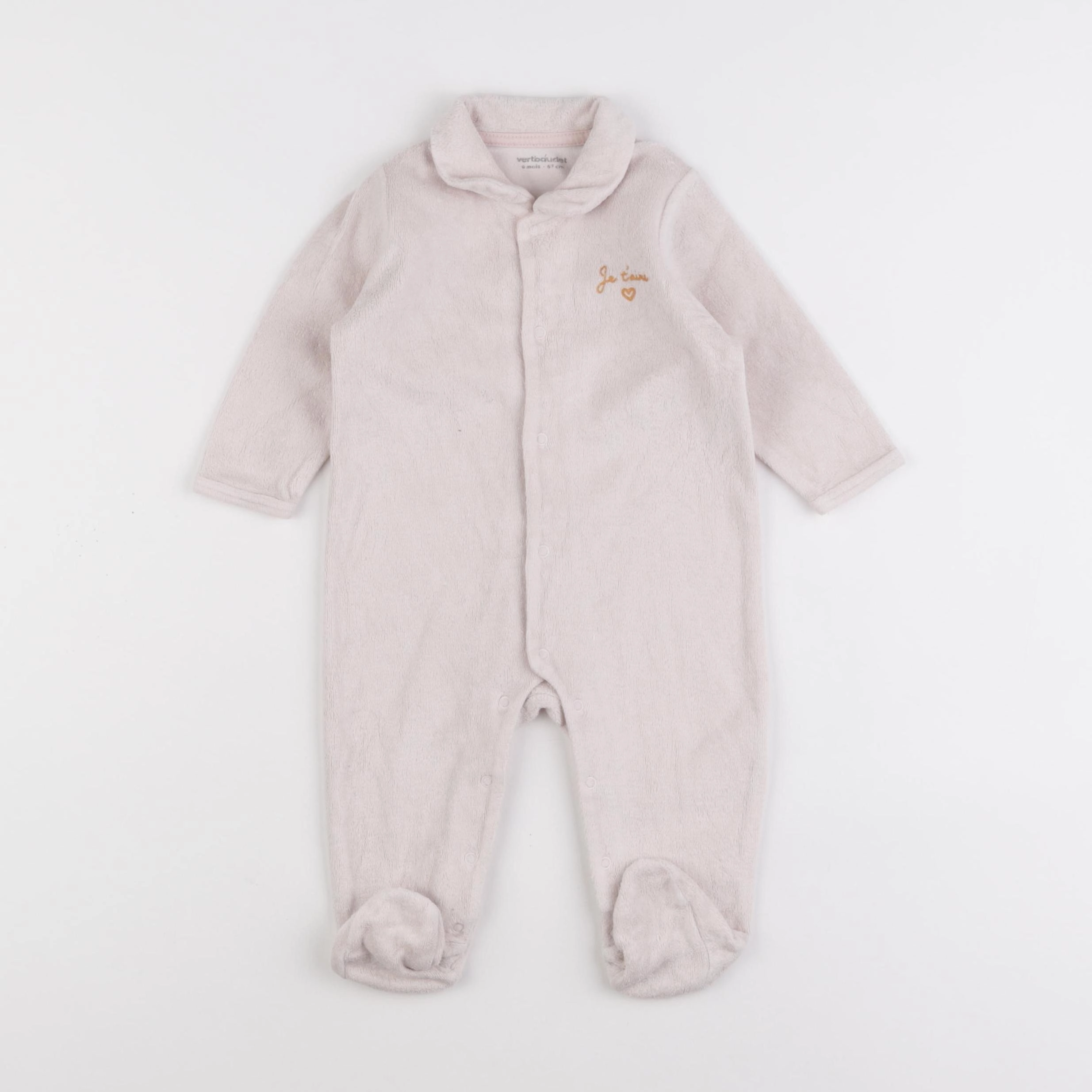 Vertbaudet - pyjama velours rose - 6 mois