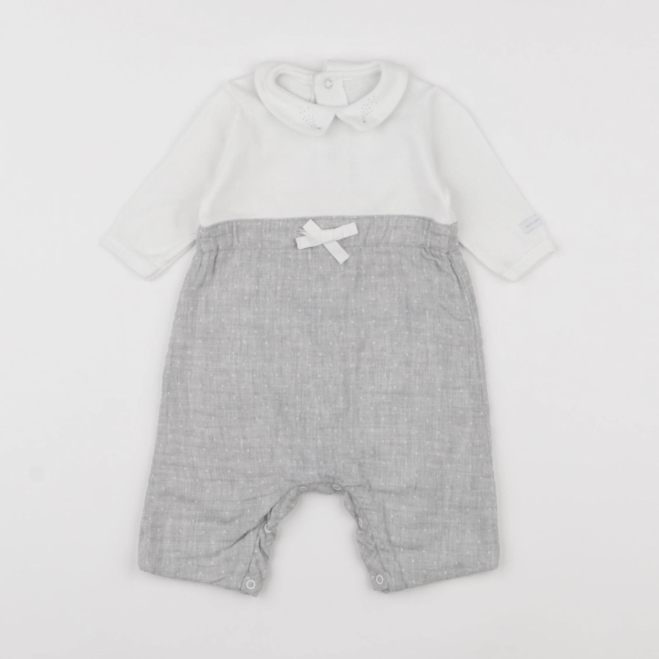 Petit Bateau - combinaison blanc, gris - 1 mois