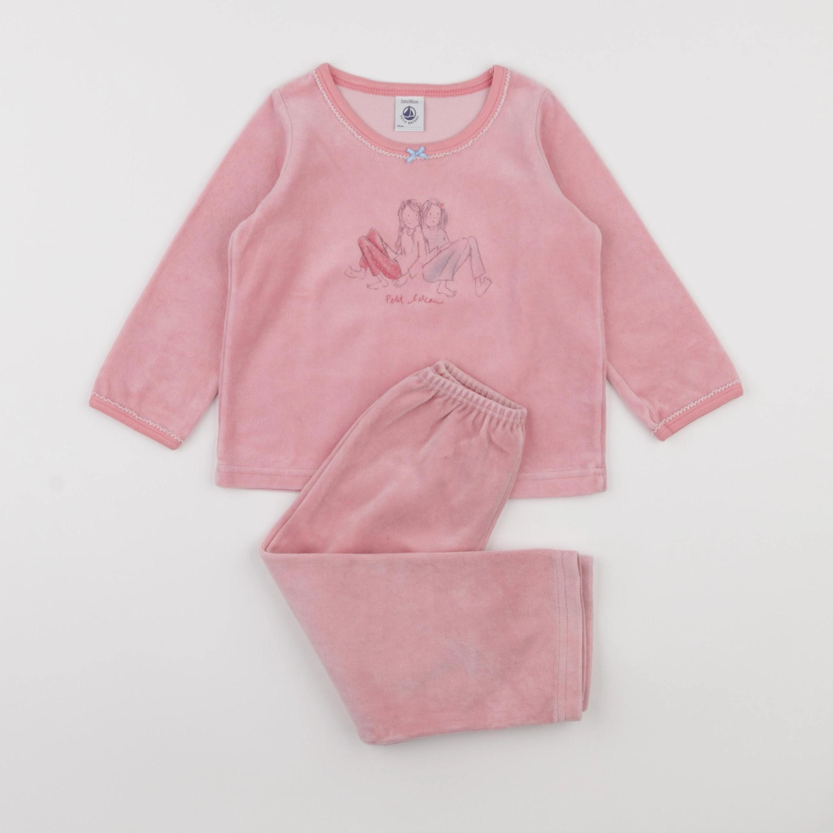 Petit Bateau - pyjama velours rose - 2 ans