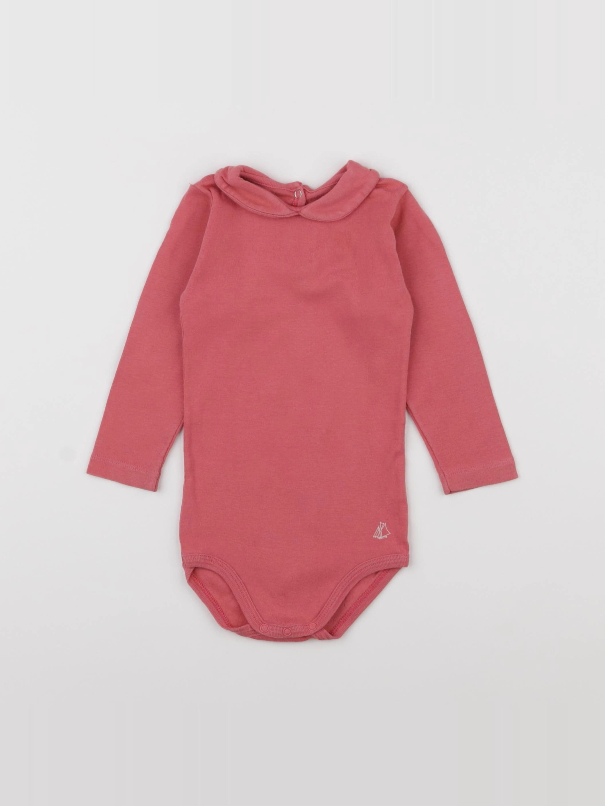Petit Bateau - body à col rose - 12 mois