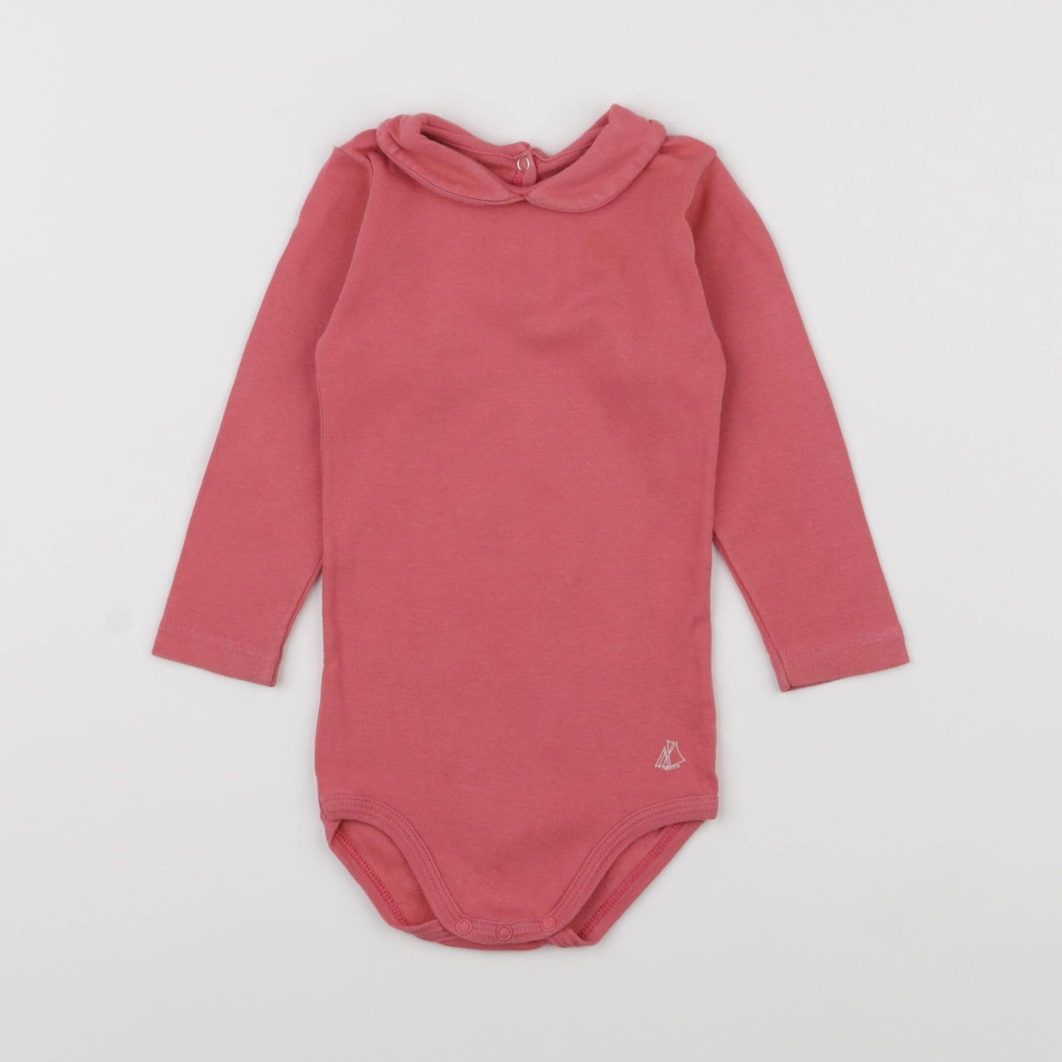 Petit Bateau - body à col rose - 12 mois