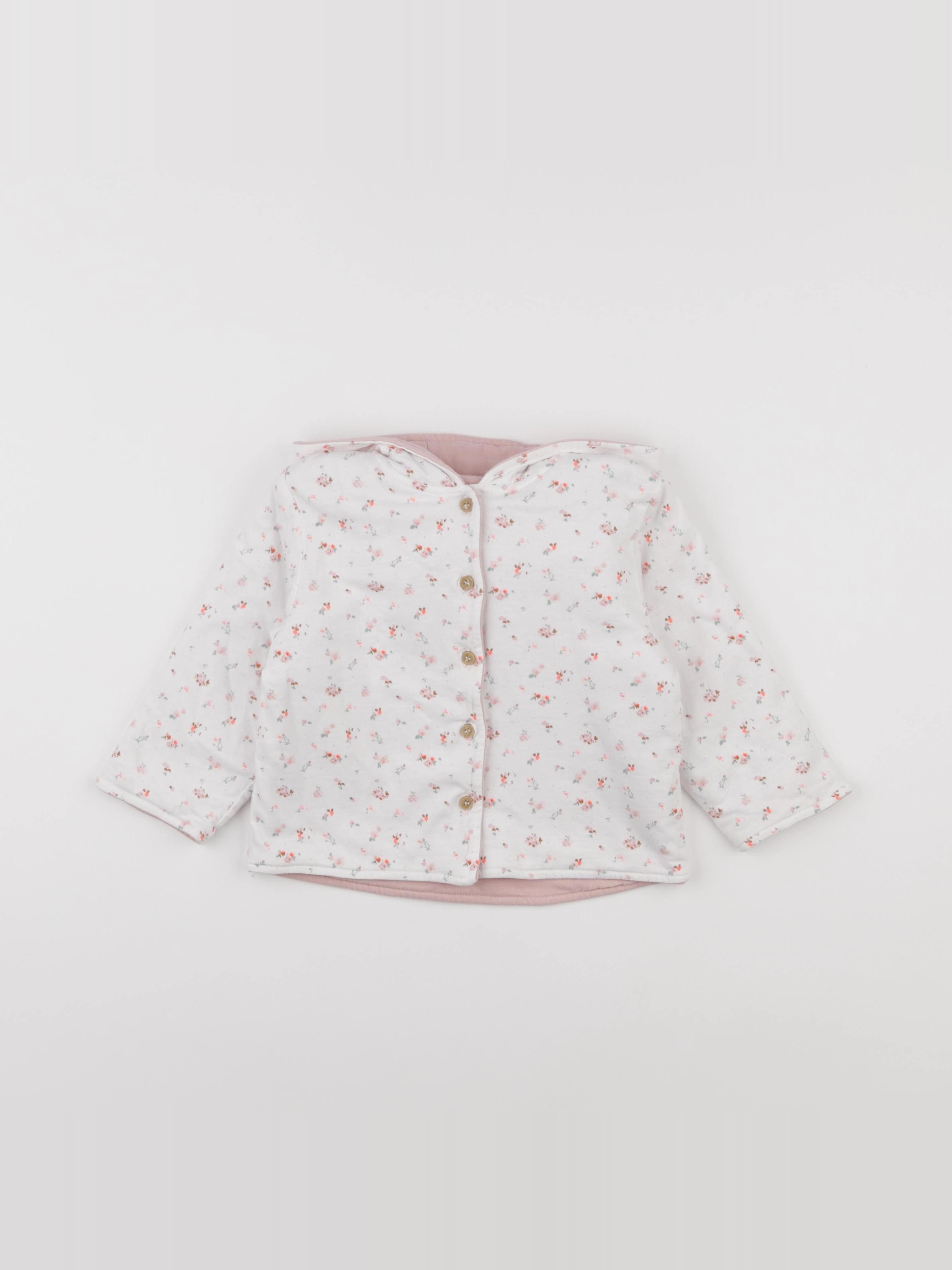 Vertbaudet - veste doublé blanc, rose - 18 mois