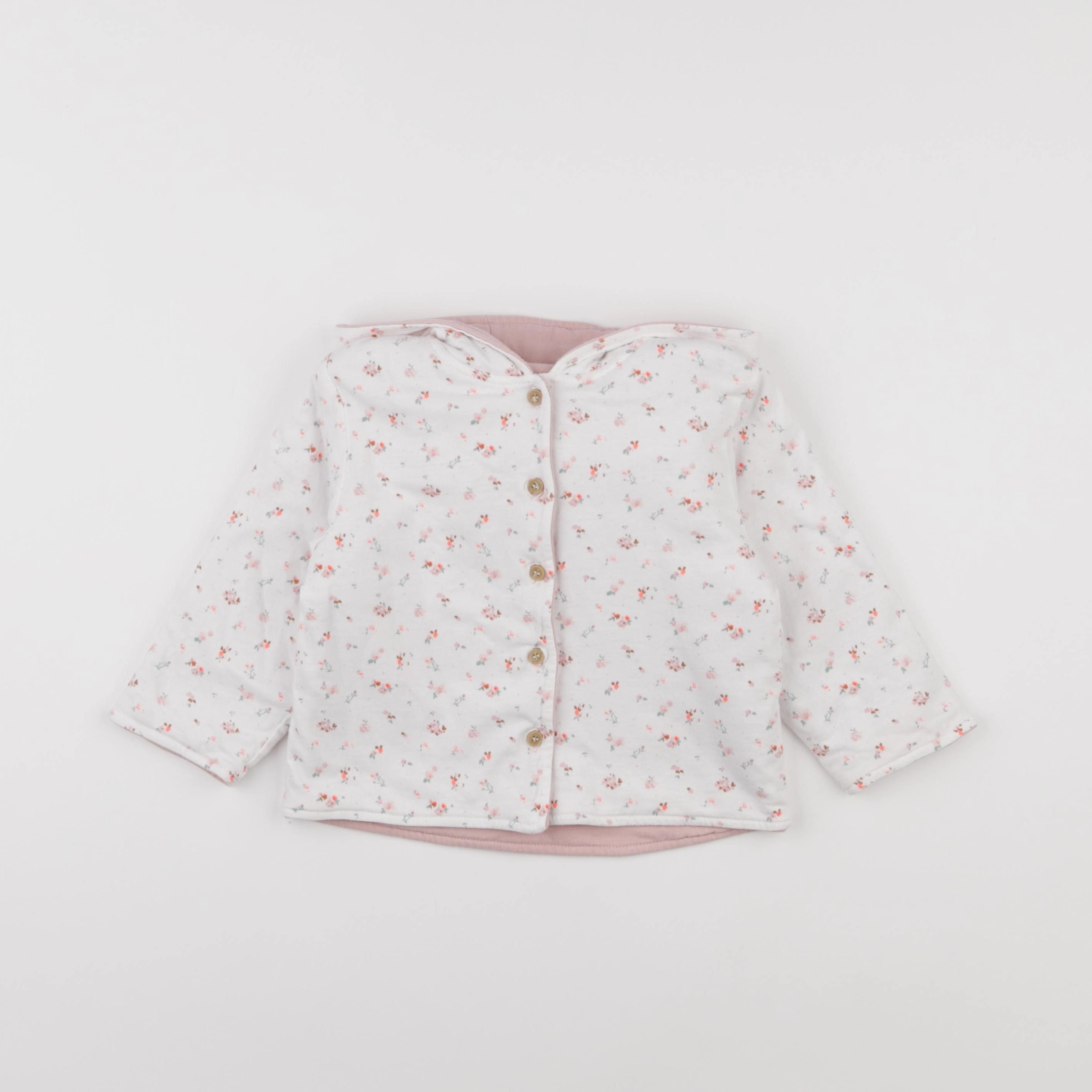 Vertbaudet - veste doublé blanc, rose - 18 mois