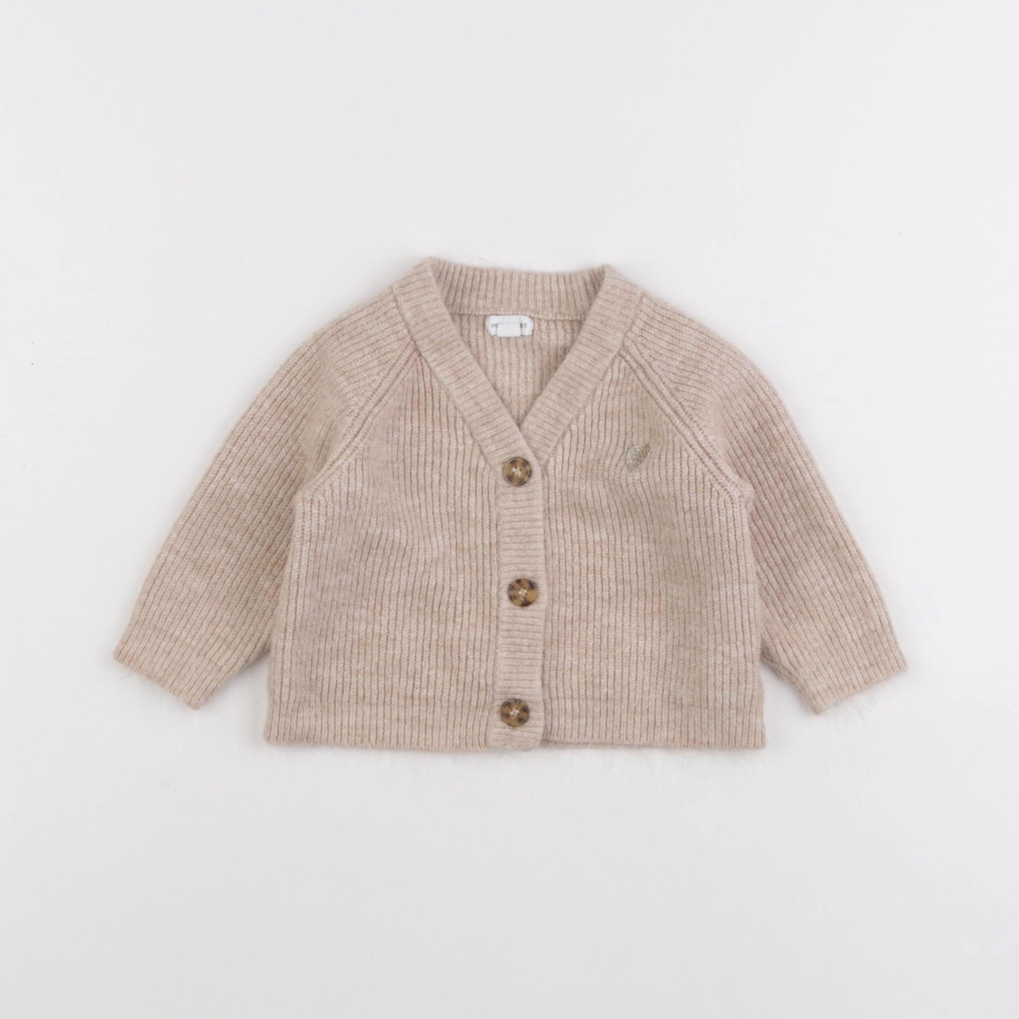 Vertbaudet - gilet beige - 9 mois