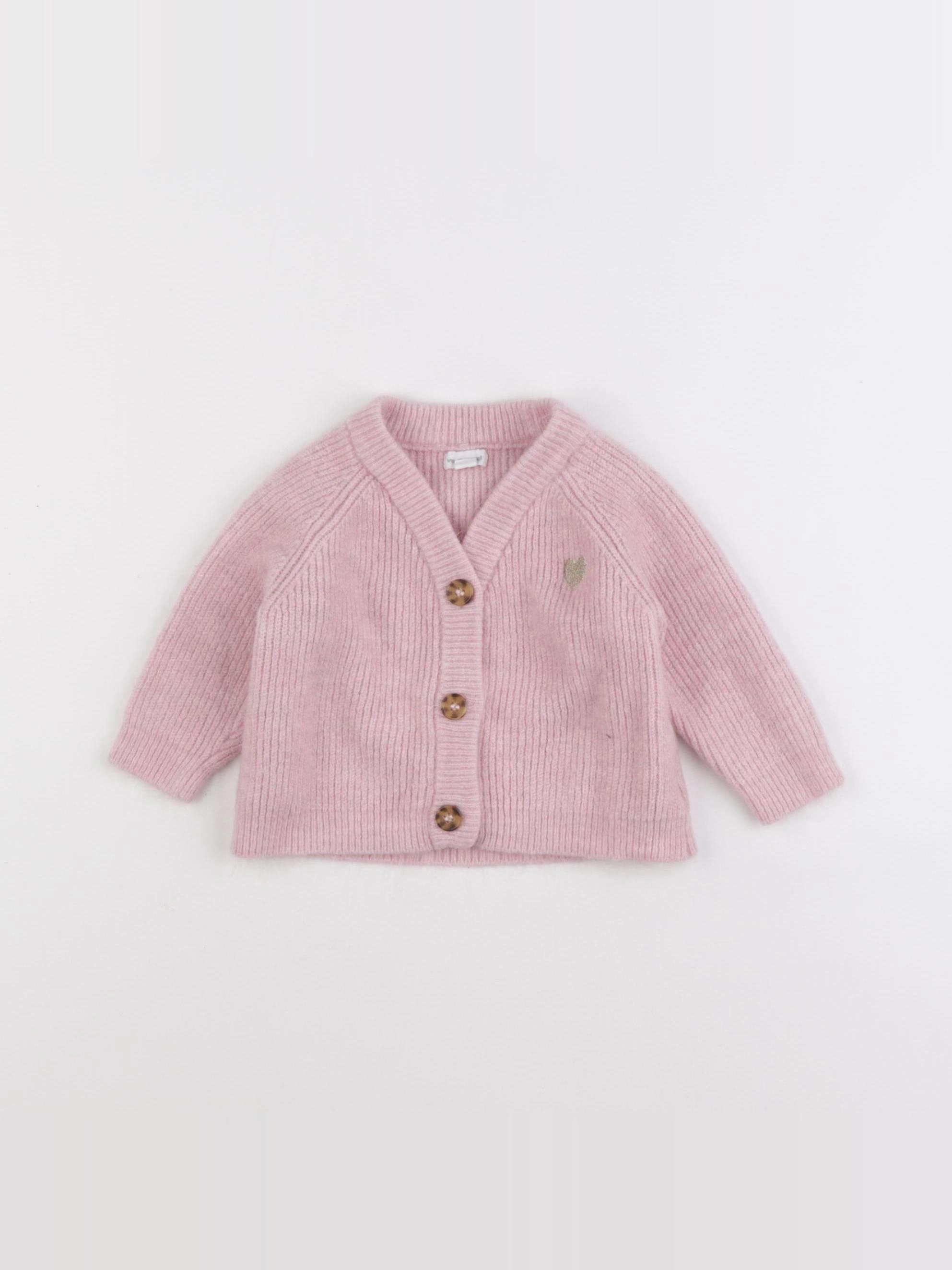 Vertbaudet - gilet rose - 9 mois