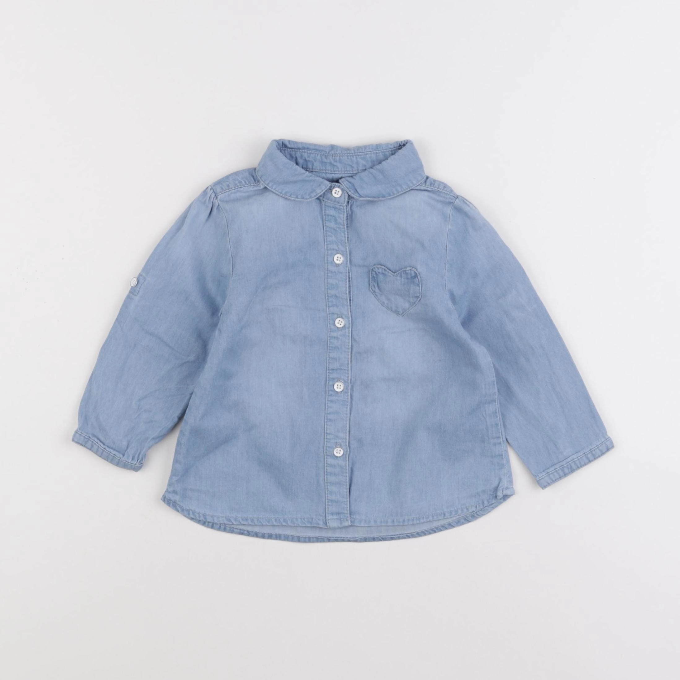 Vertbaudet - chemise bleu - 12 mois