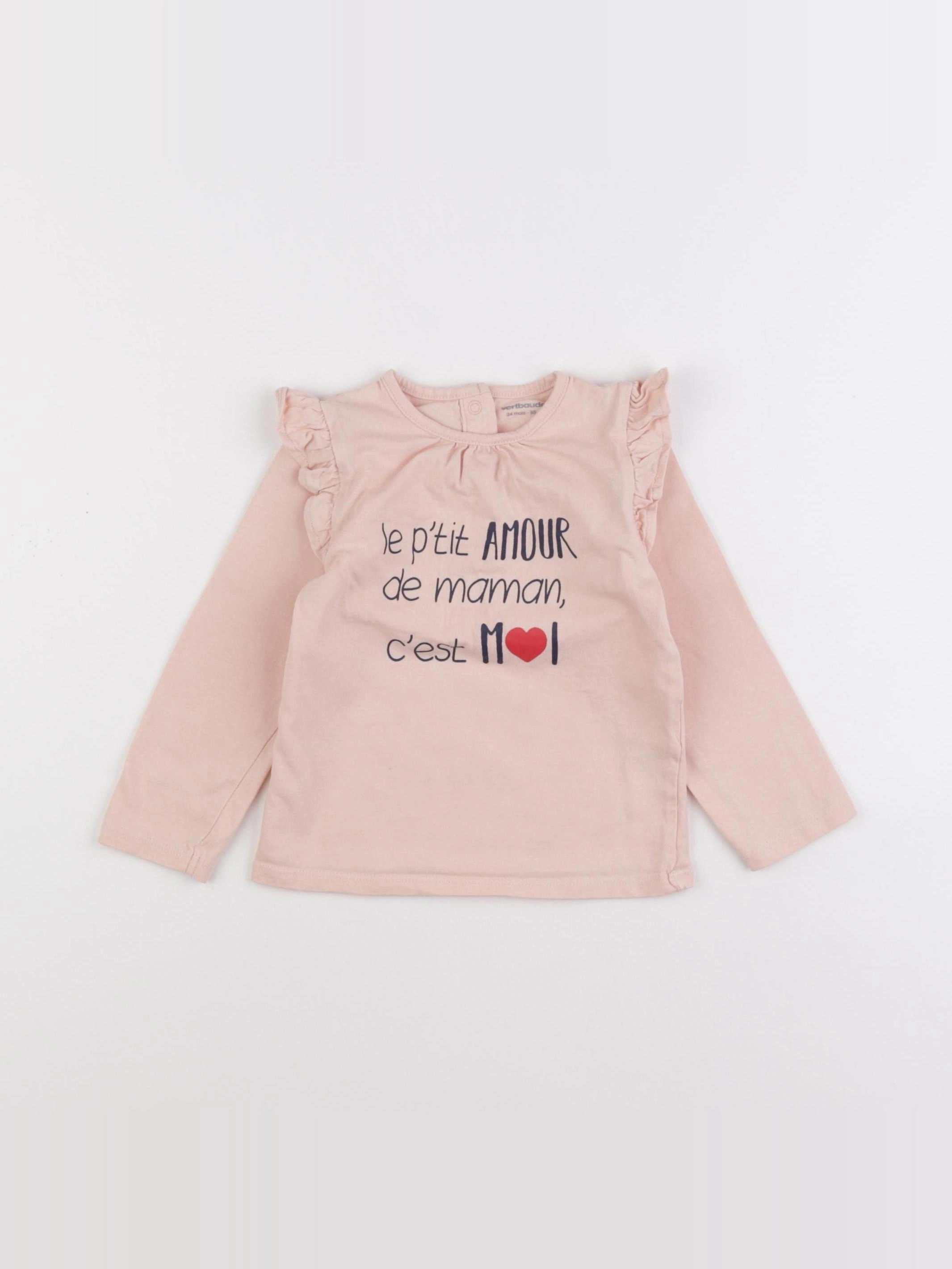 Vertbaudet - tee-shirt rose - 24 mois