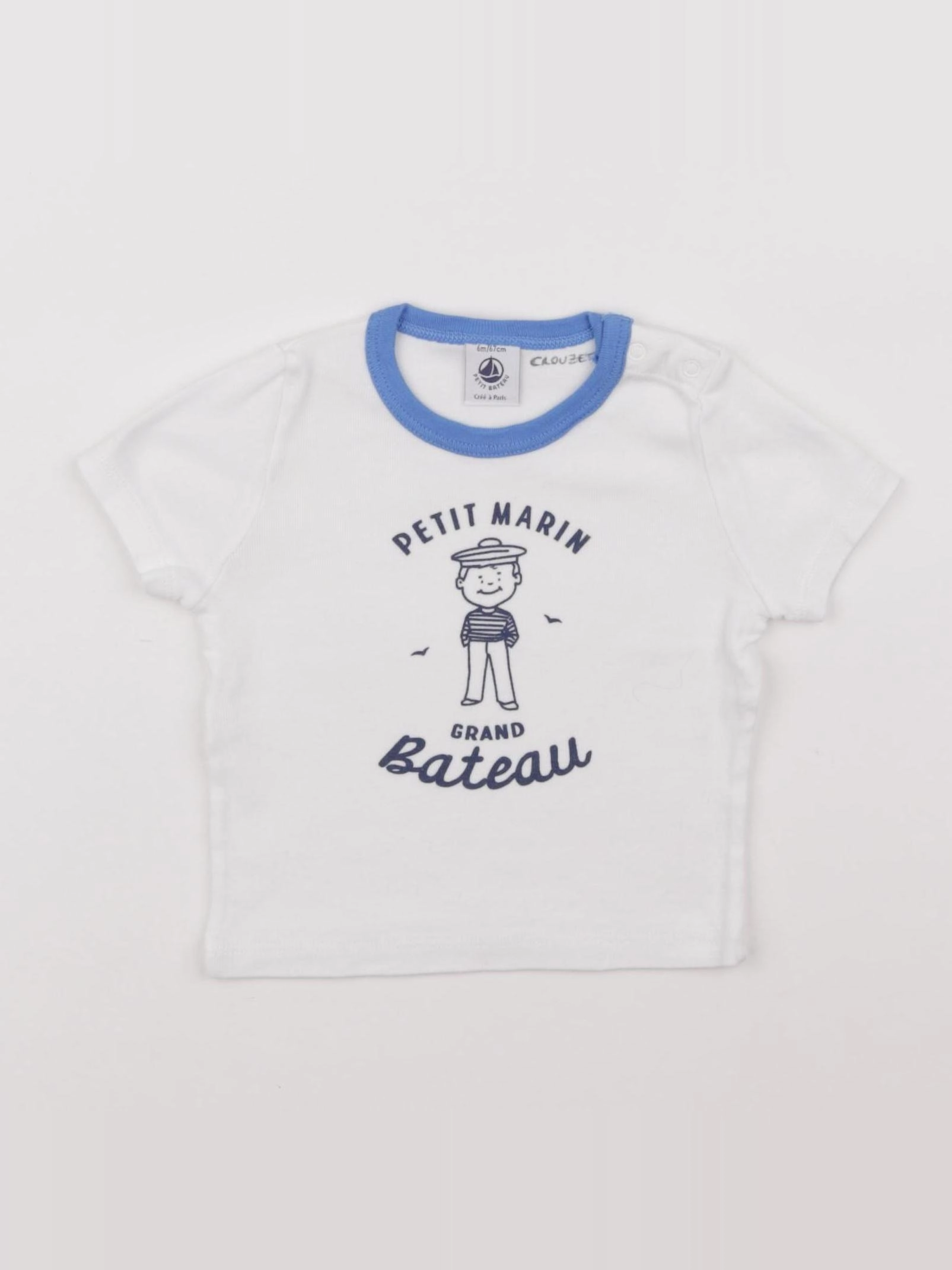 Petit Bateau - tee-shirt blanc - 6 mois