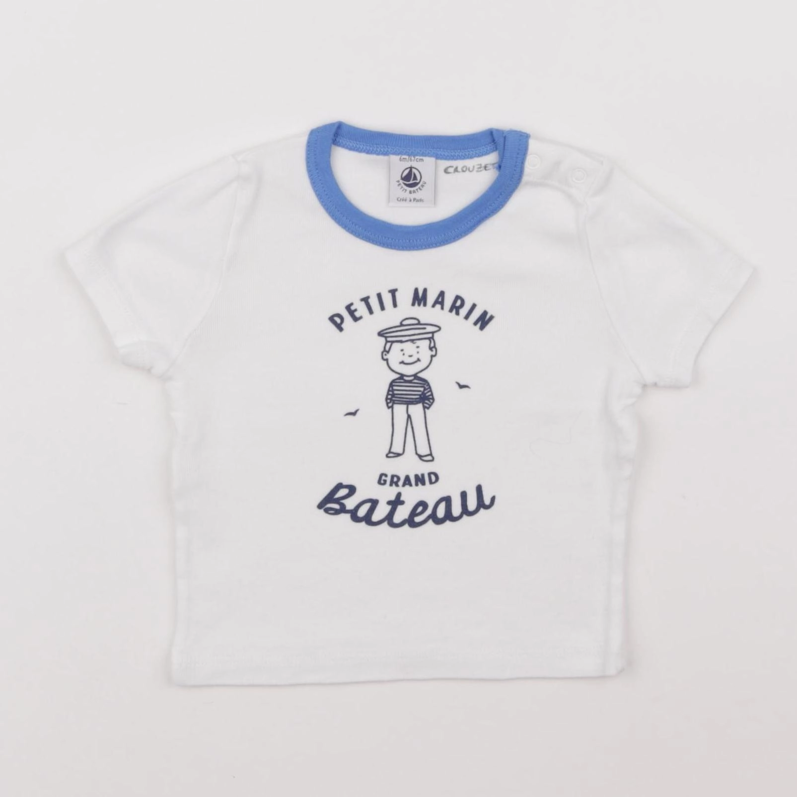 Petit Bateau - tee-shirt blanc - 6 mois