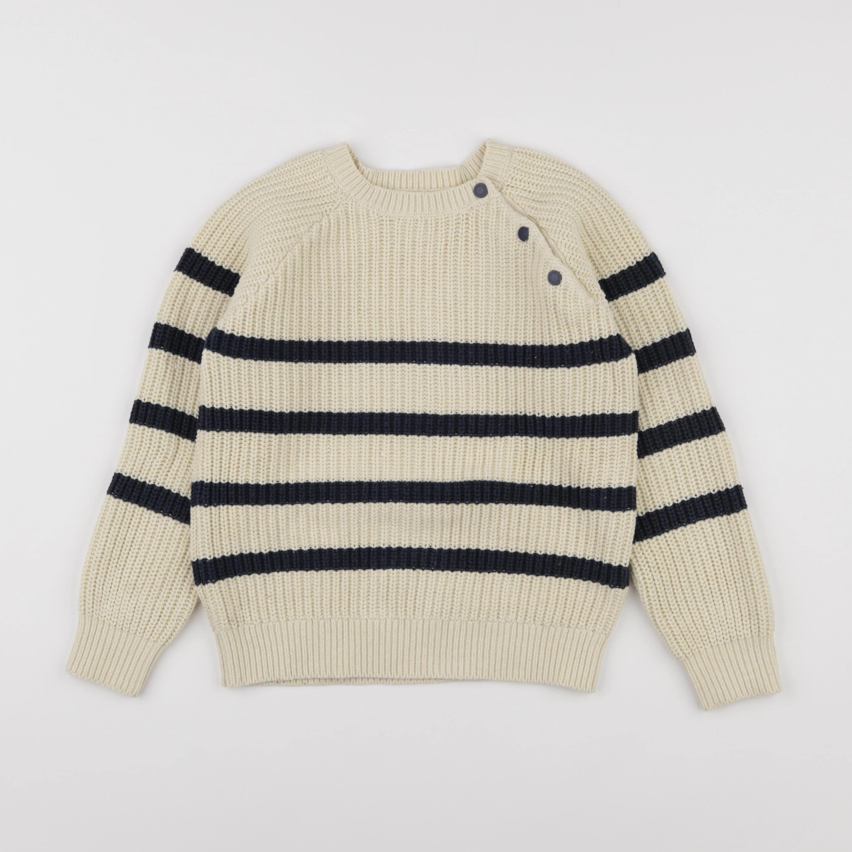 Vertbaudet - pull beige, bleu - 8 ans