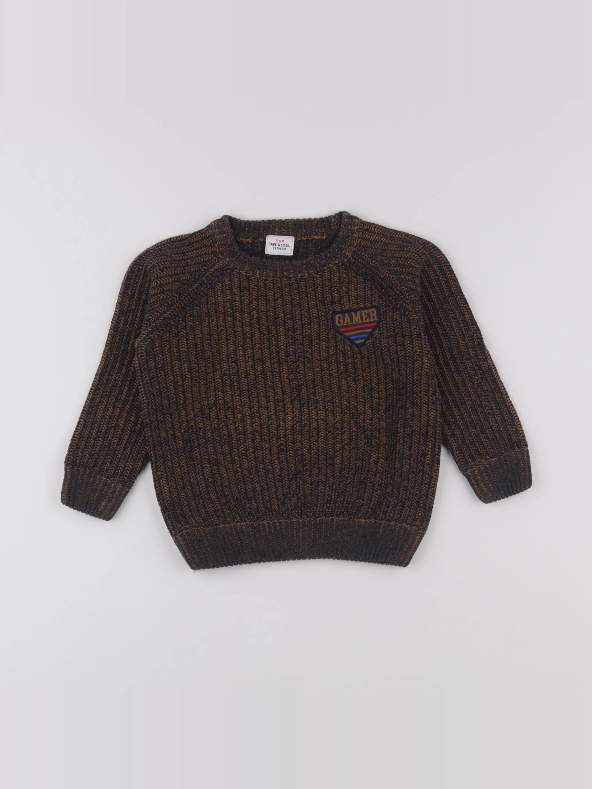 Tape à l'oeil - pull orange, bleu - 3 ans