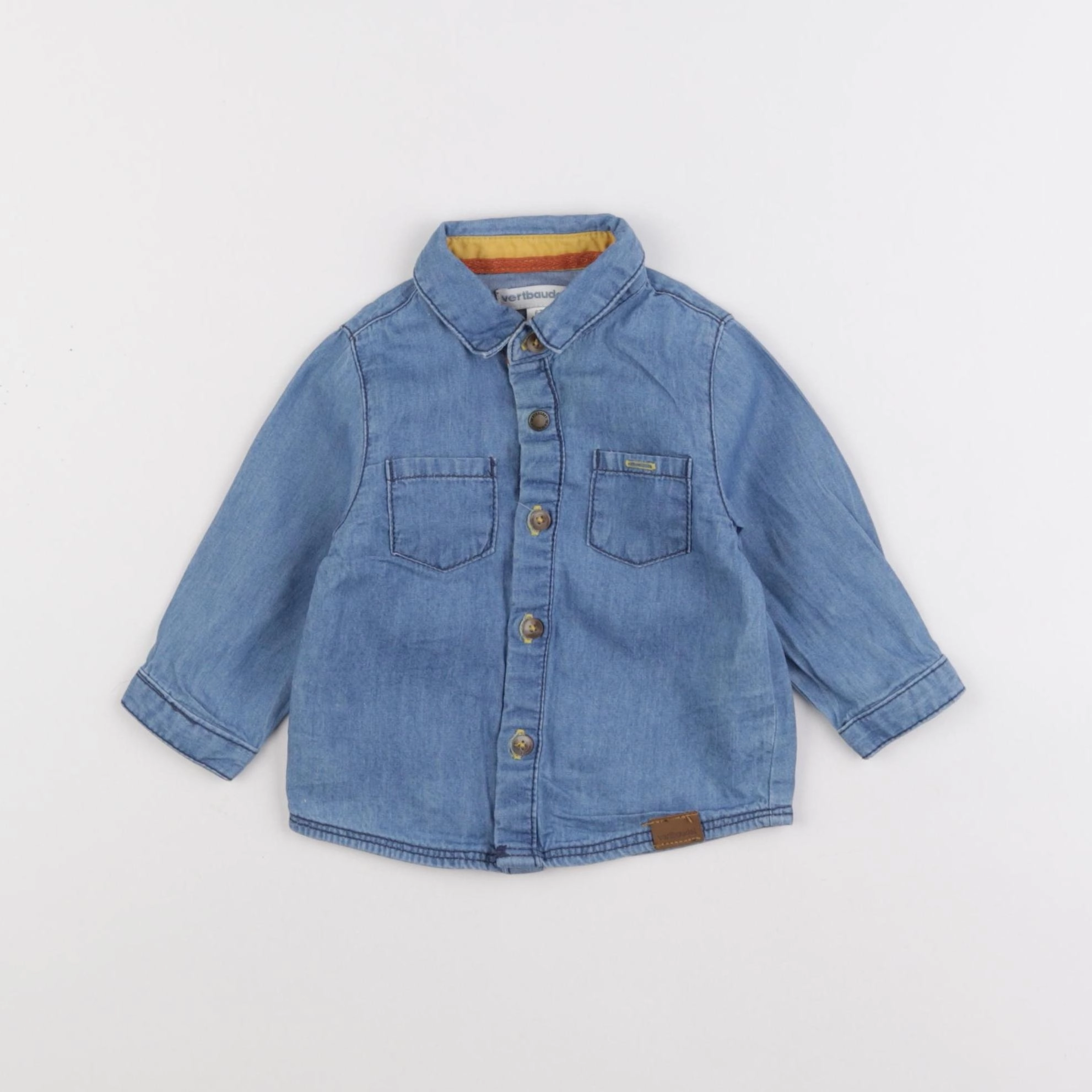 Vertbaudet - chemise bleu - 6 mois