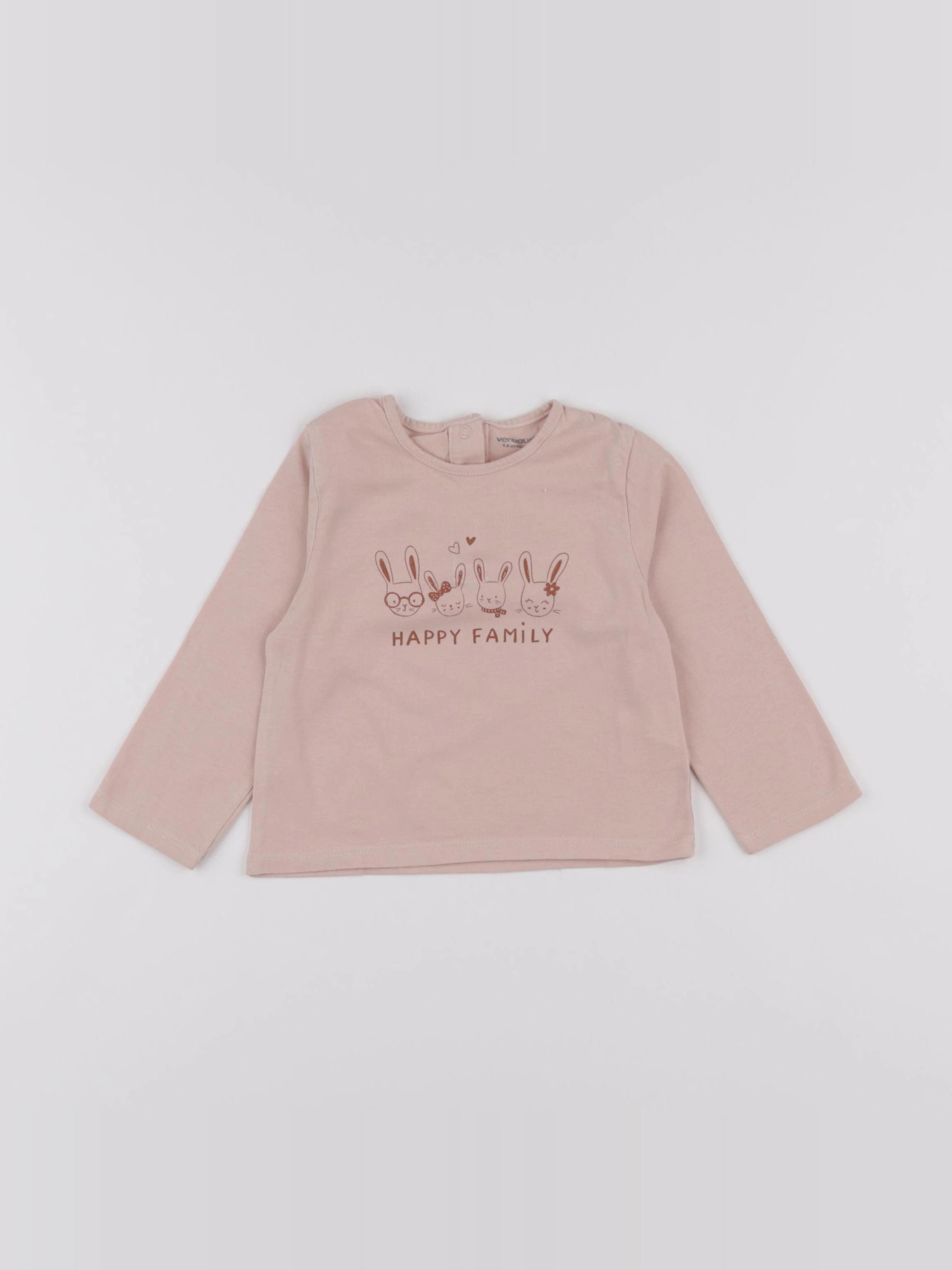 Vertbaudet - tee-shirt rose - 12 mois