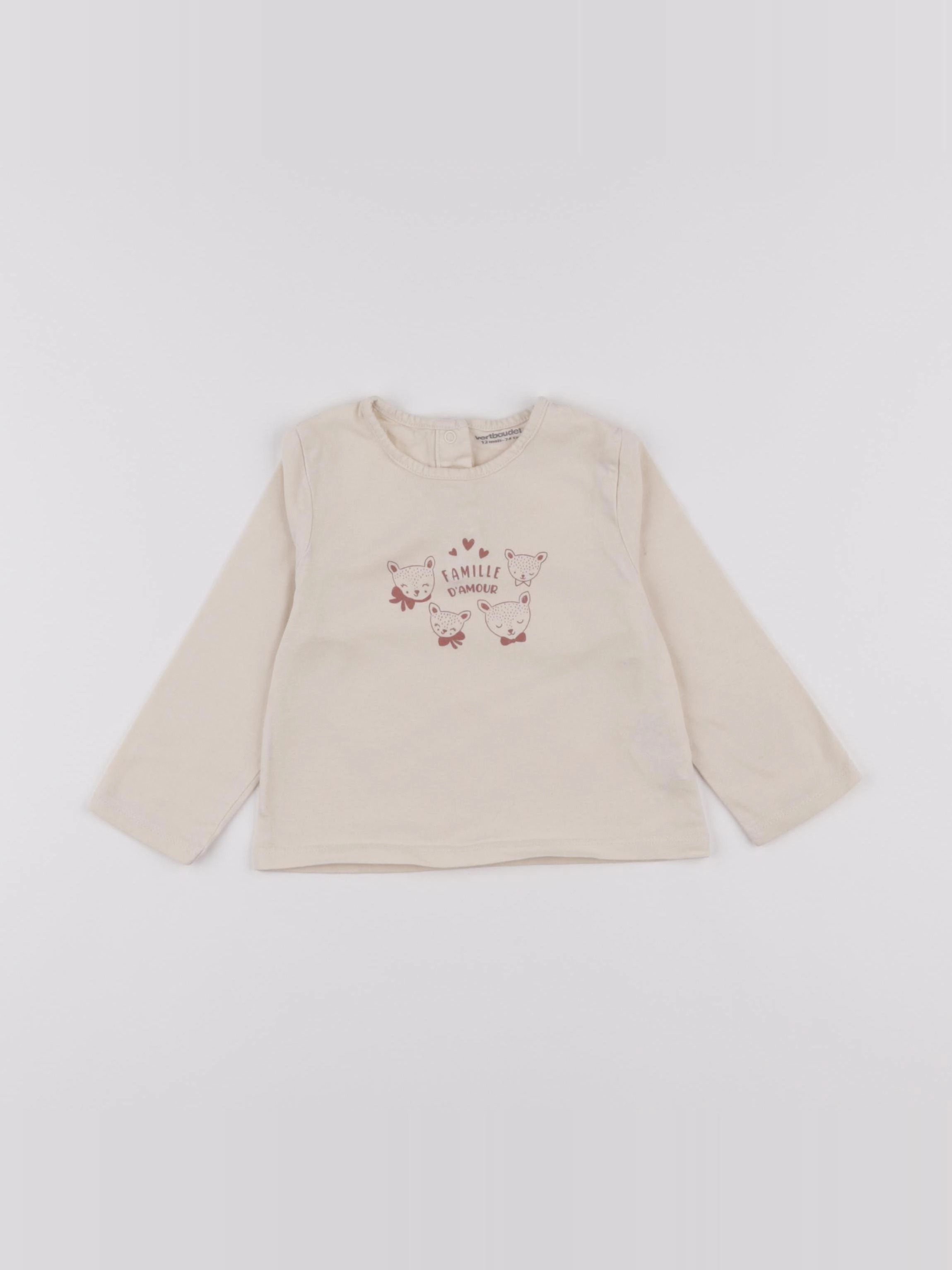 Vertbaudet - tee-shirt beige - 12 mois