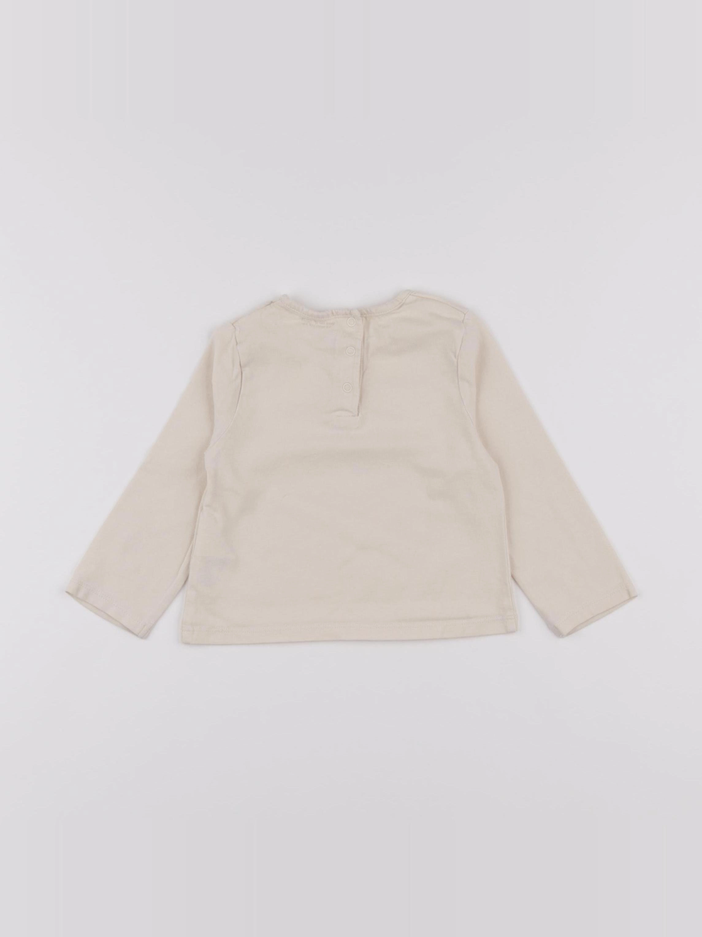 Vertbaudet - tee-shirt beige - 12 mois