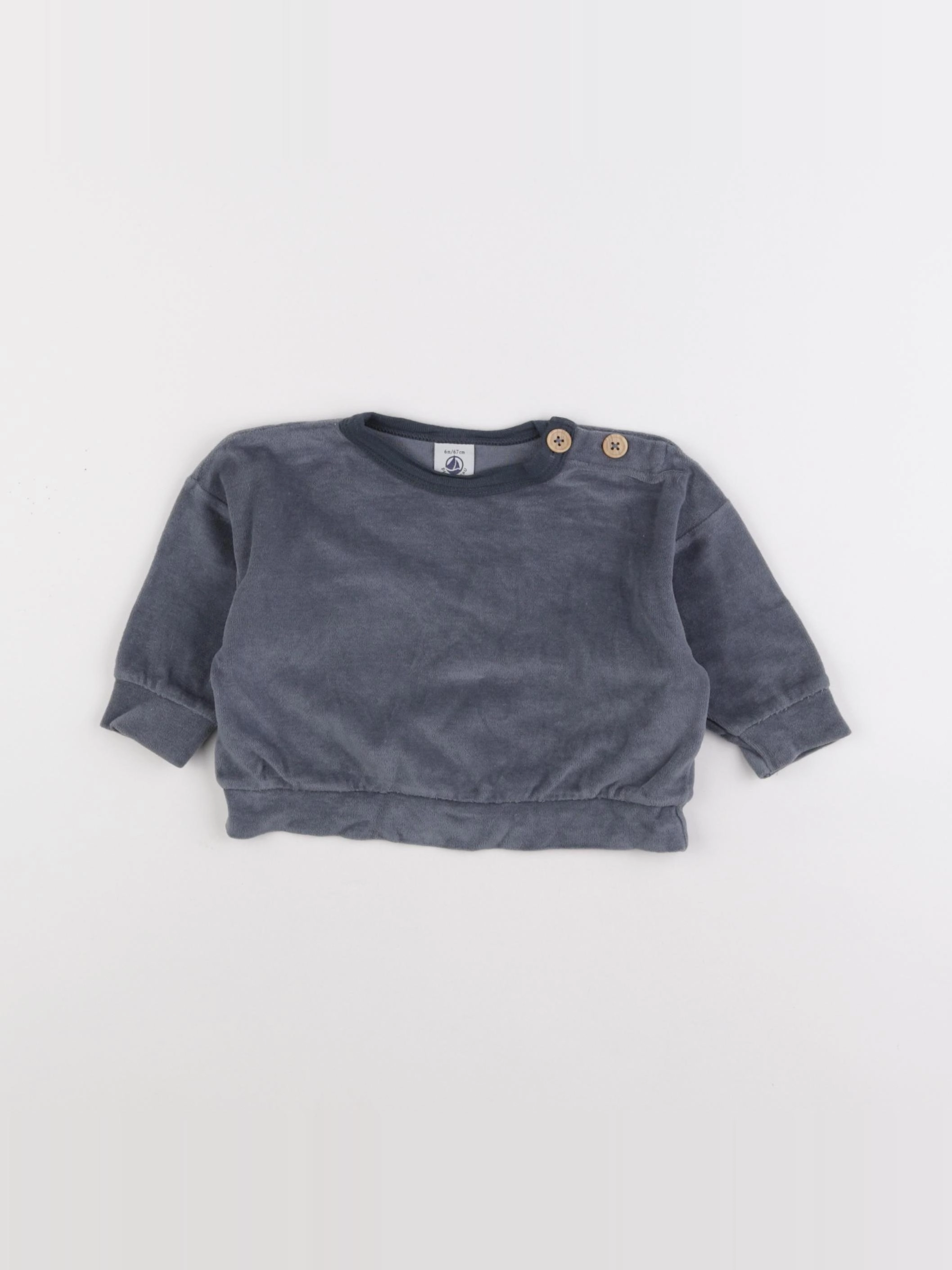 Petit Bateau - sweat gris - 6 mois