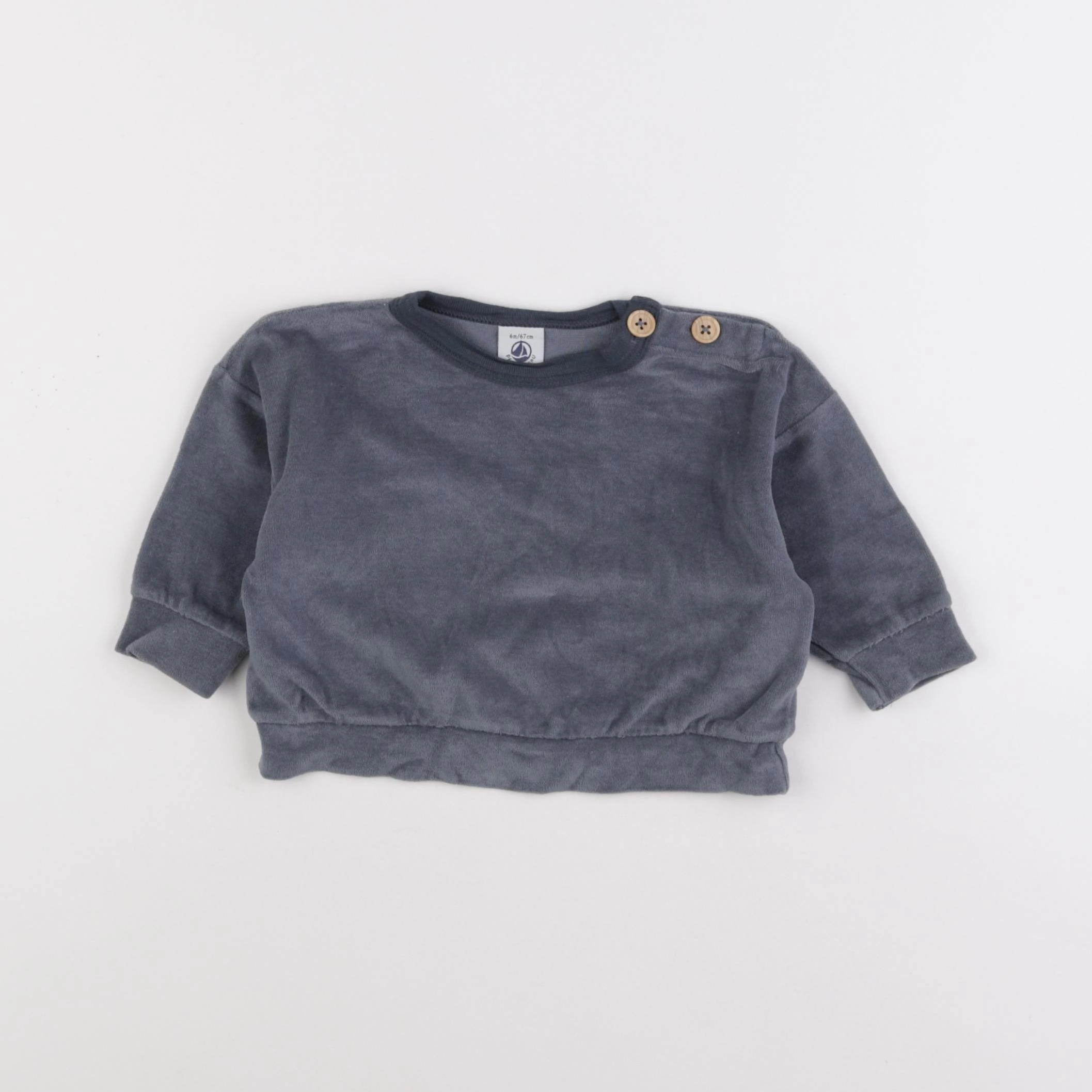Petit Bateau - sweat gris - 6 mois