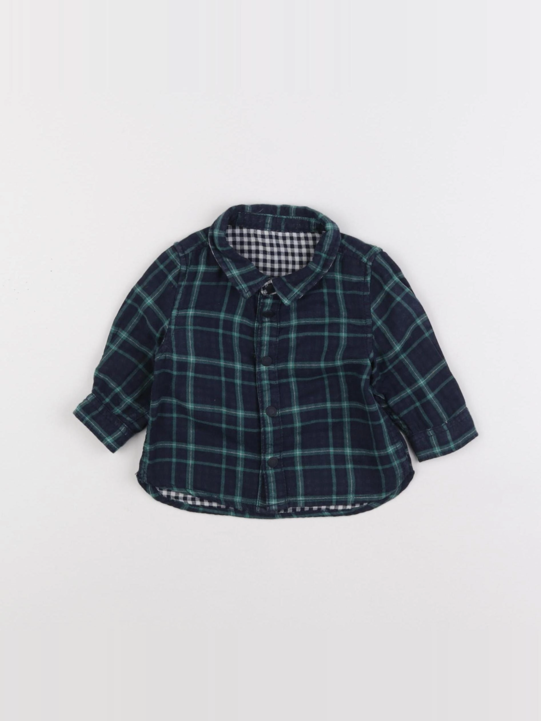 Tape à l'oeil - chemise réversible bleu, vert - 3 mois