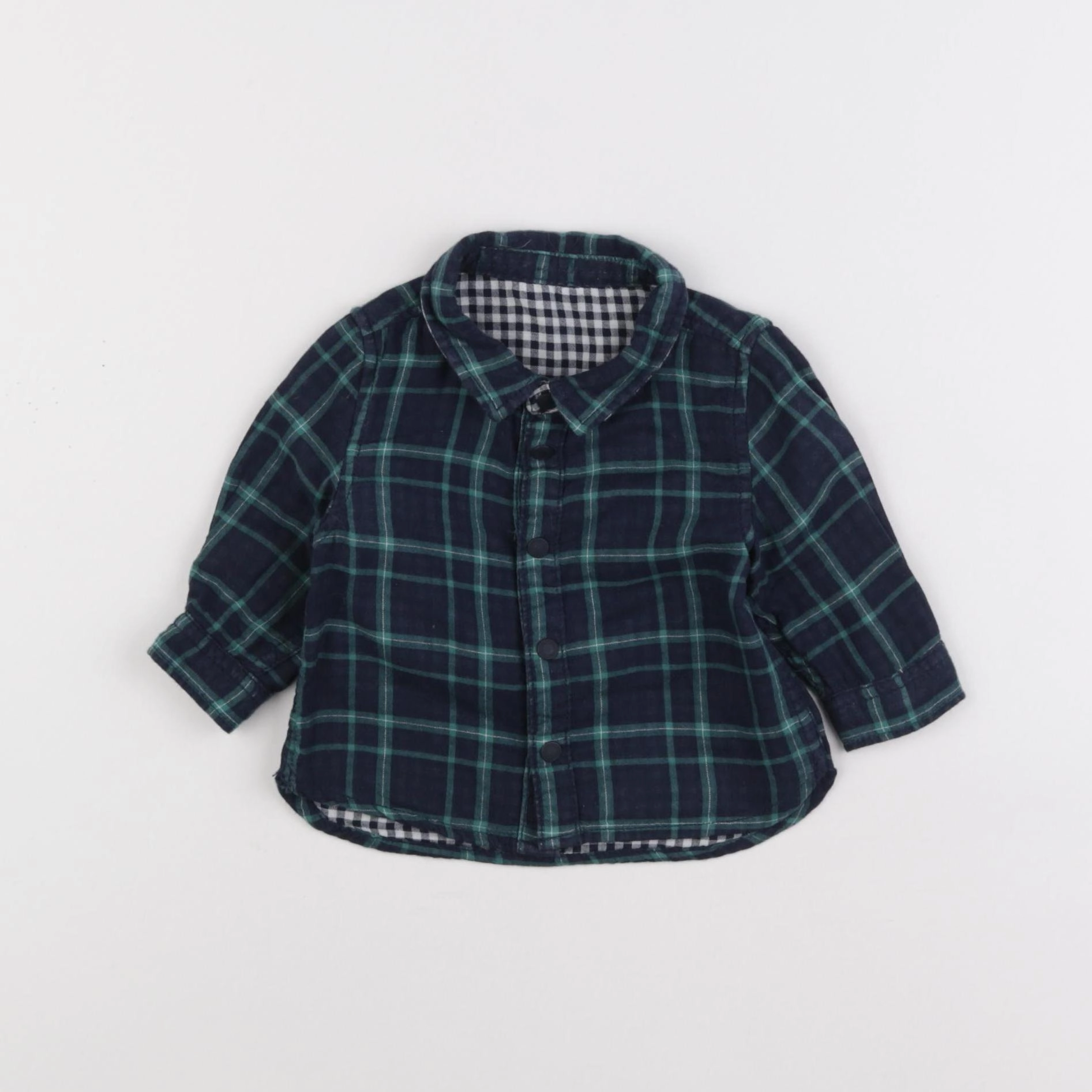 Tape à l'oeil - chemise réversible bleu, vert - 3 mois