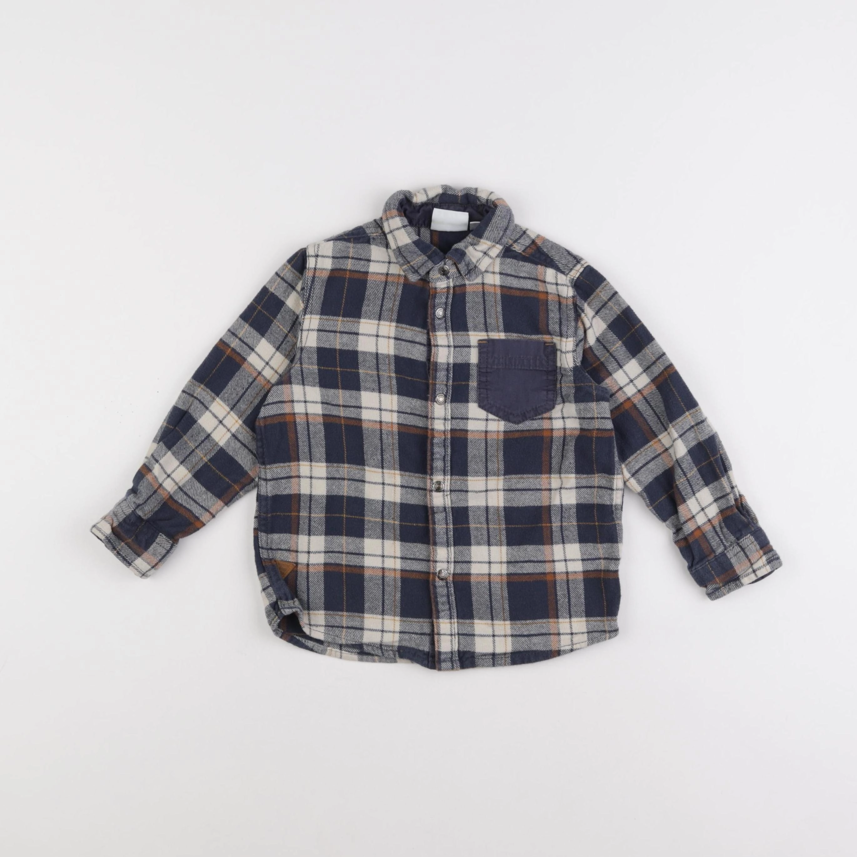 Vertbaudet - chemise beige, bleu - 4 ans