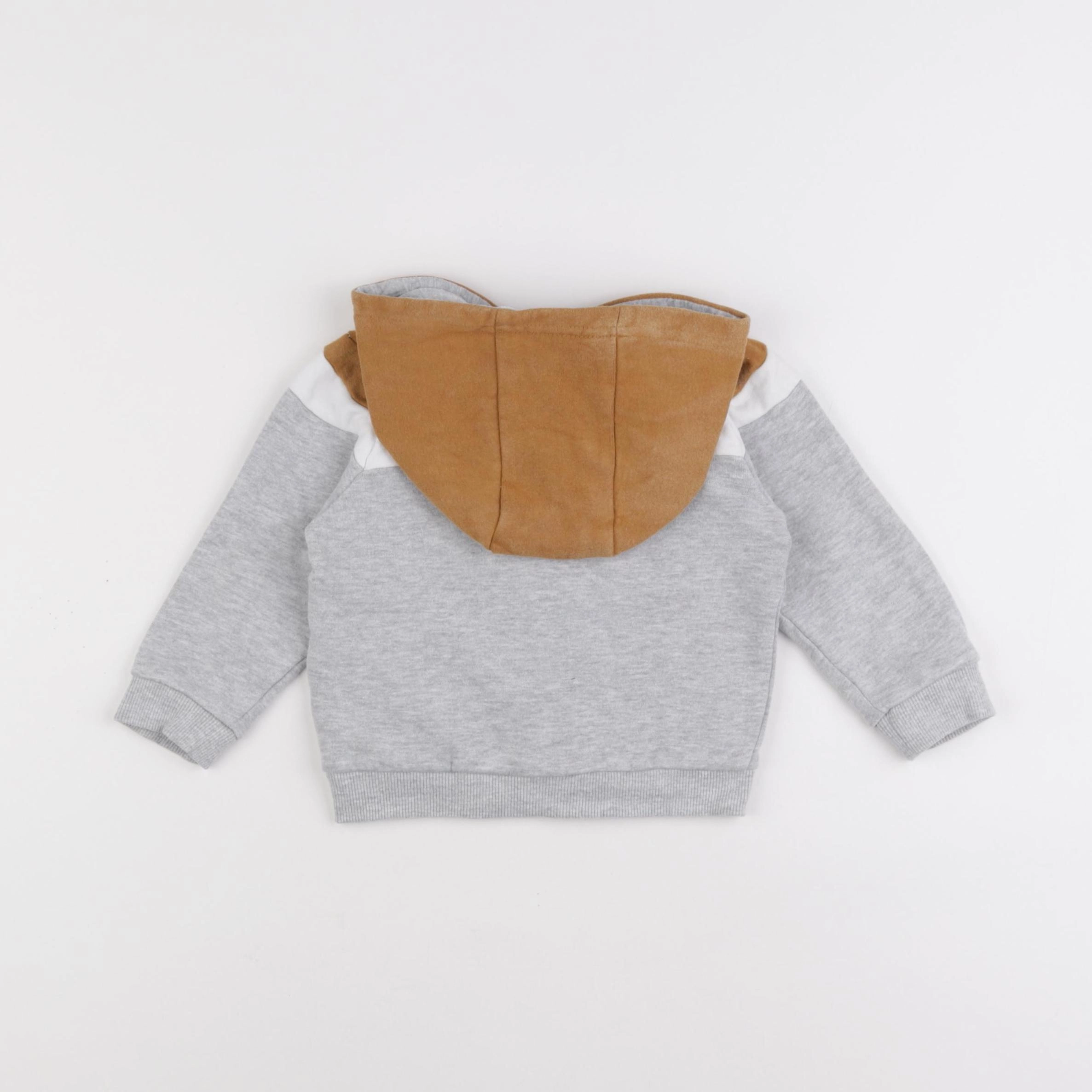 Vertbaudet - sweat gris, marron - 18 mois