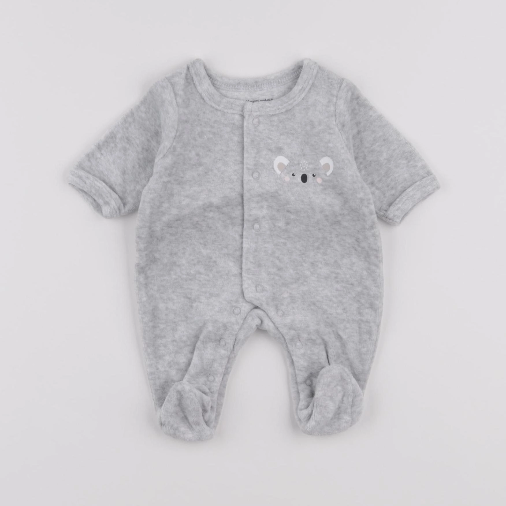 Vertbaudet - pyjama velours gris - 1 mois