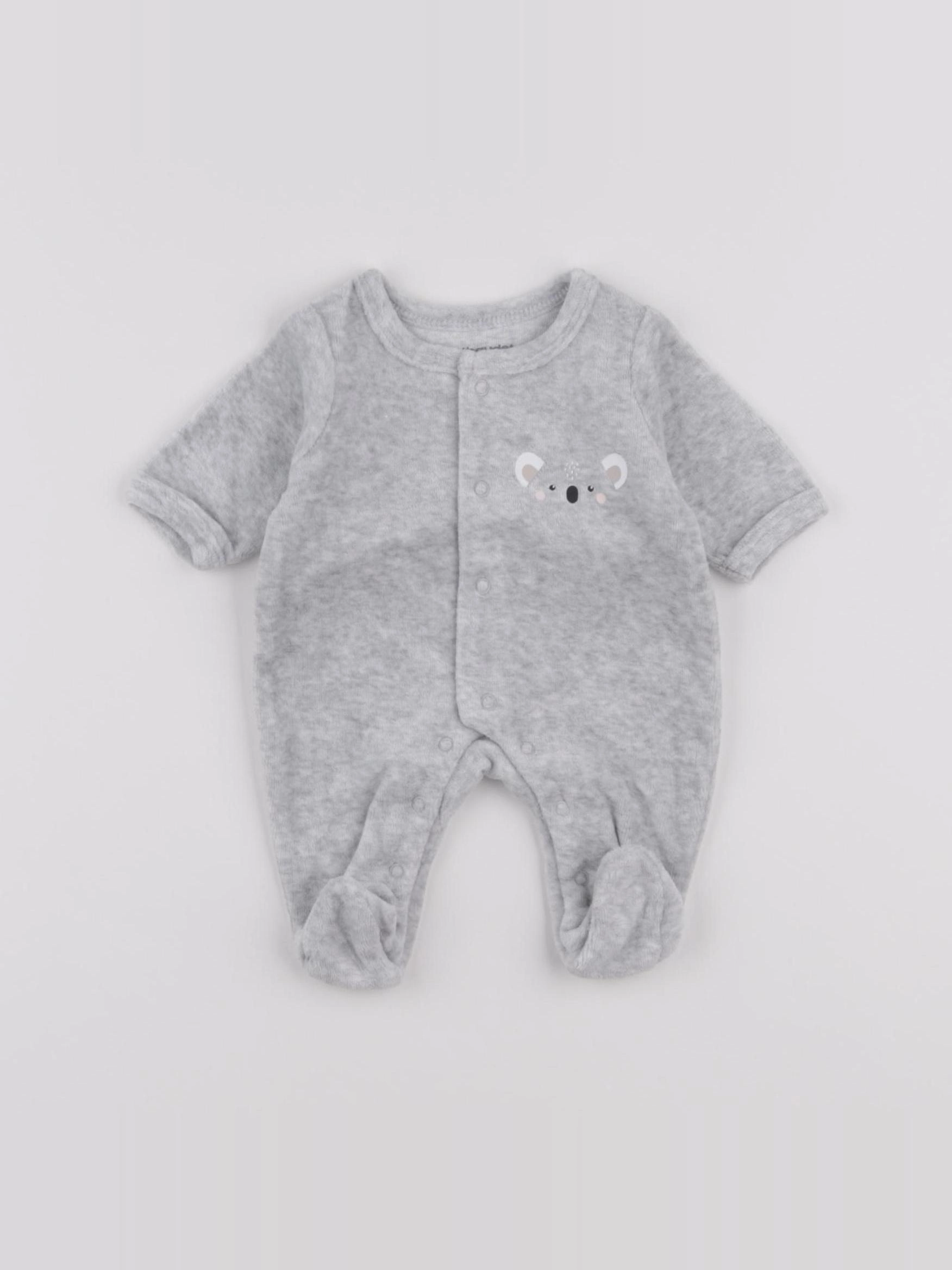 Vertbaudet - pyjama velours gris - Prématuré