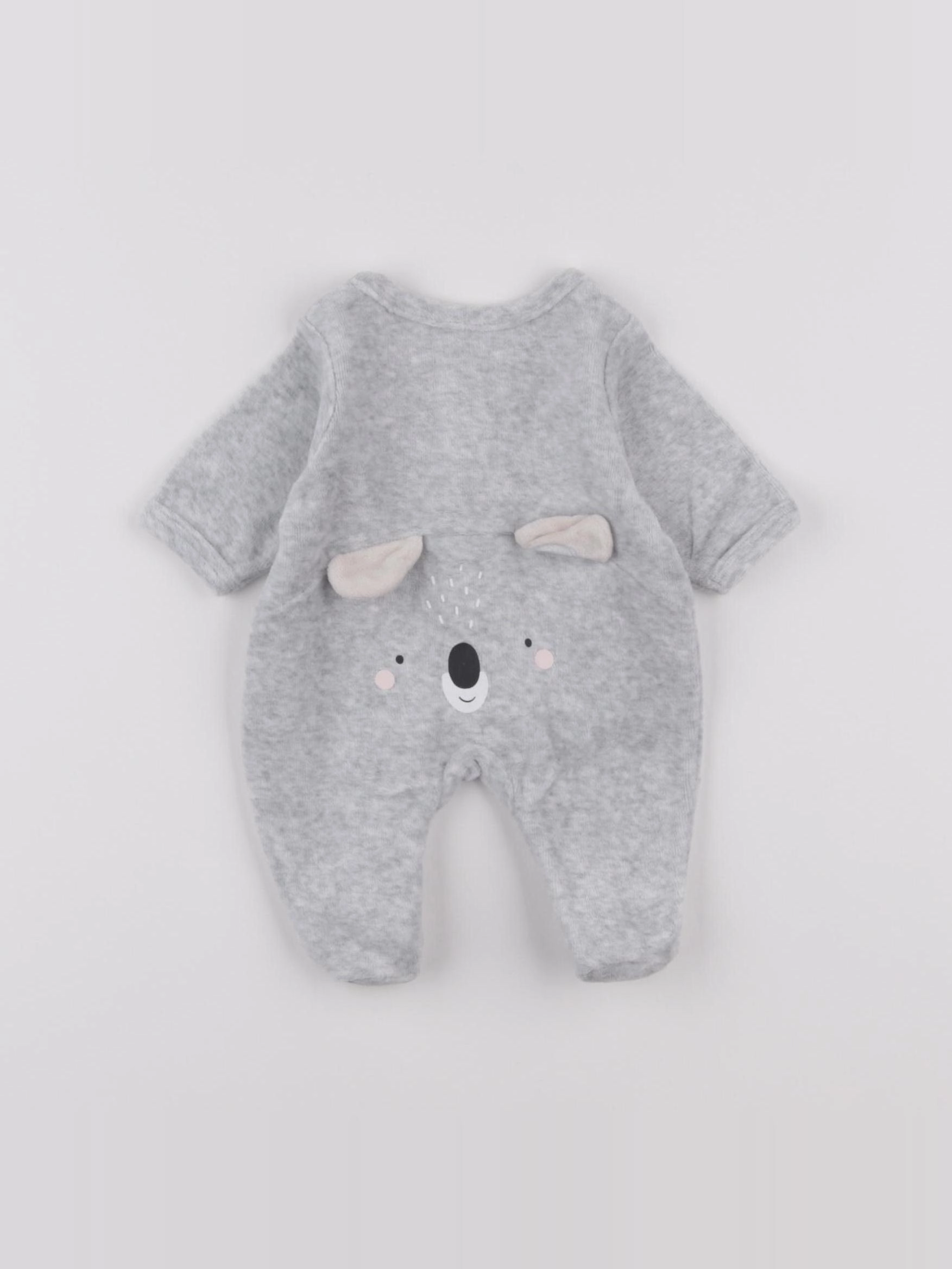 Vertbaudet - pyjama velours gris - Prématuré