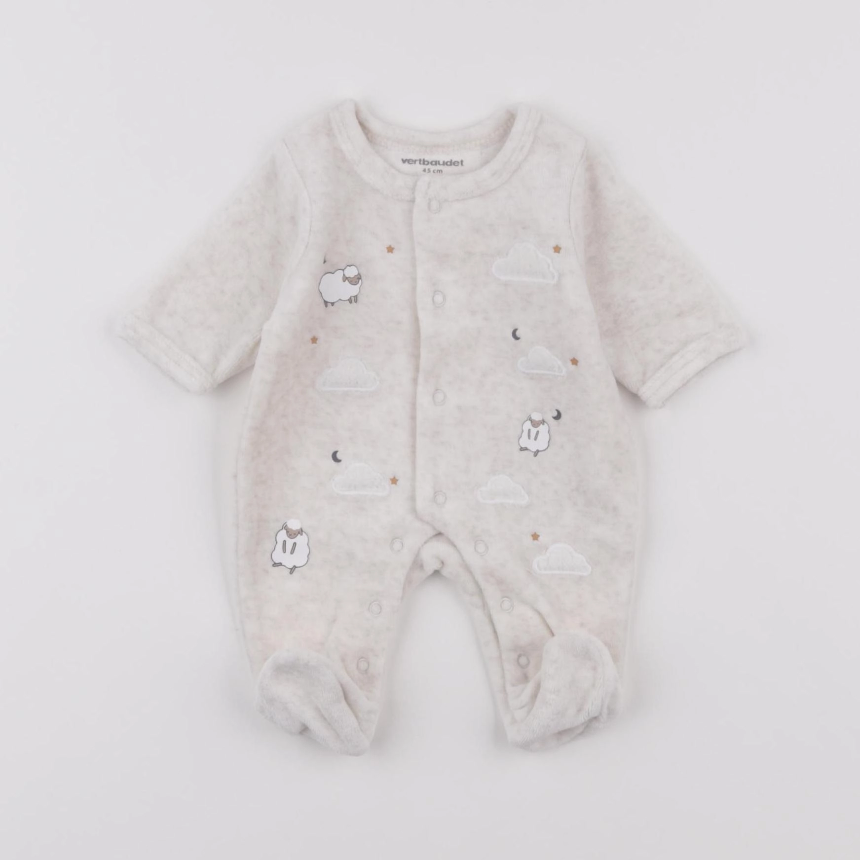 Vertbaudet - pyjama velours beige - Prématuré