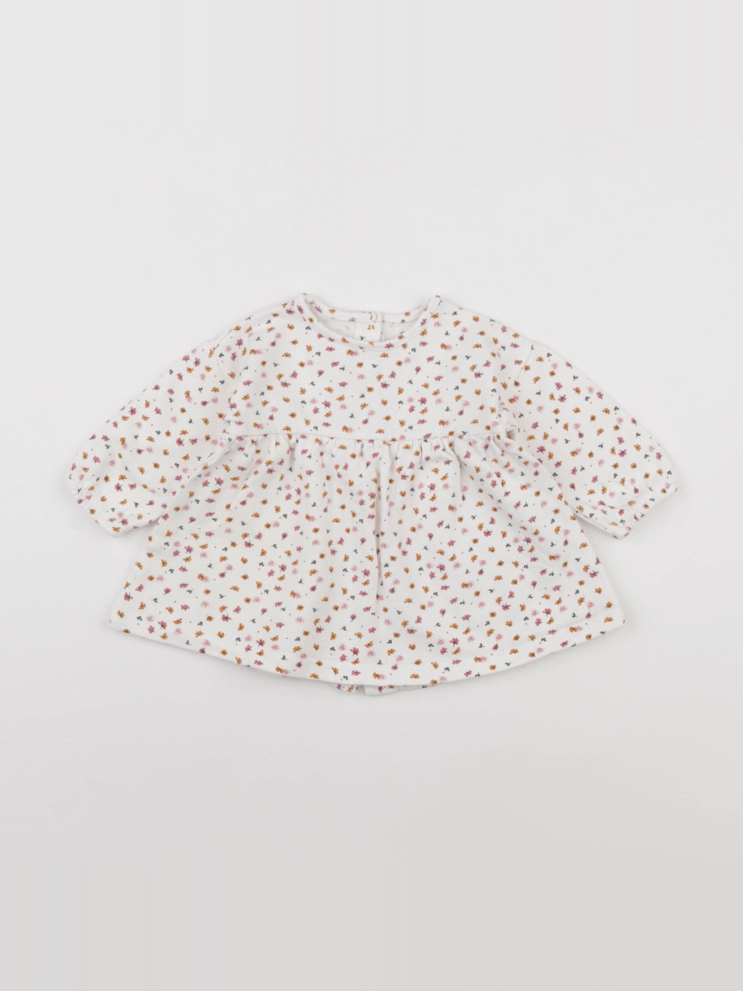Vertbaudet - robe blanc, rose - 6 mois