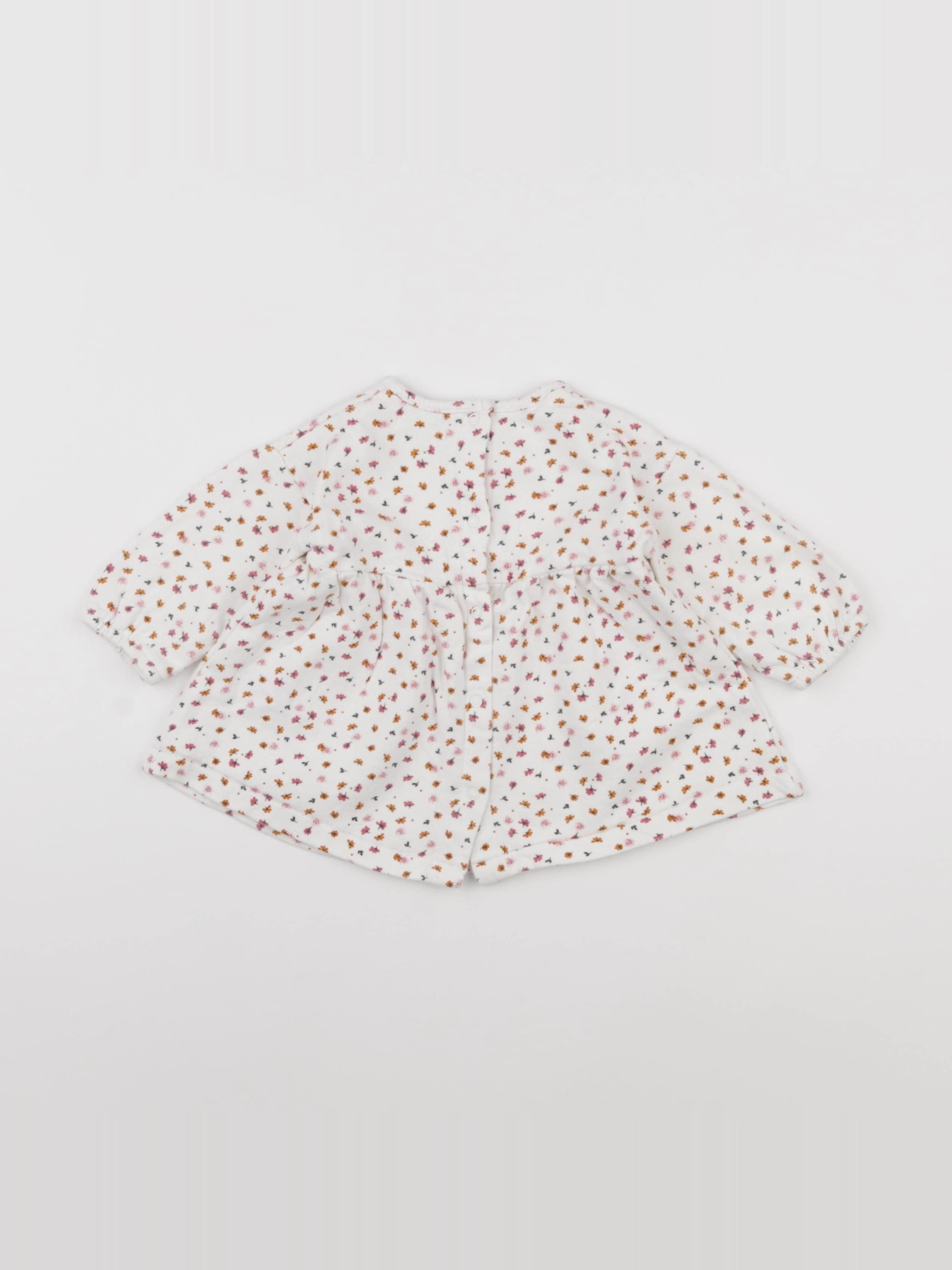 Vertbaudet - robe blanc, rose - 6 mois