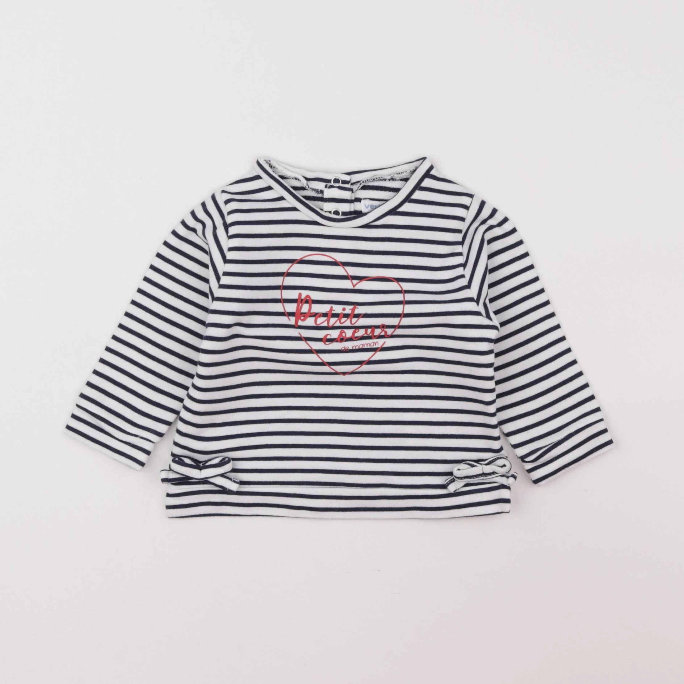 Vertbaudet - tee-shirt bleu, blanc - 9 mois