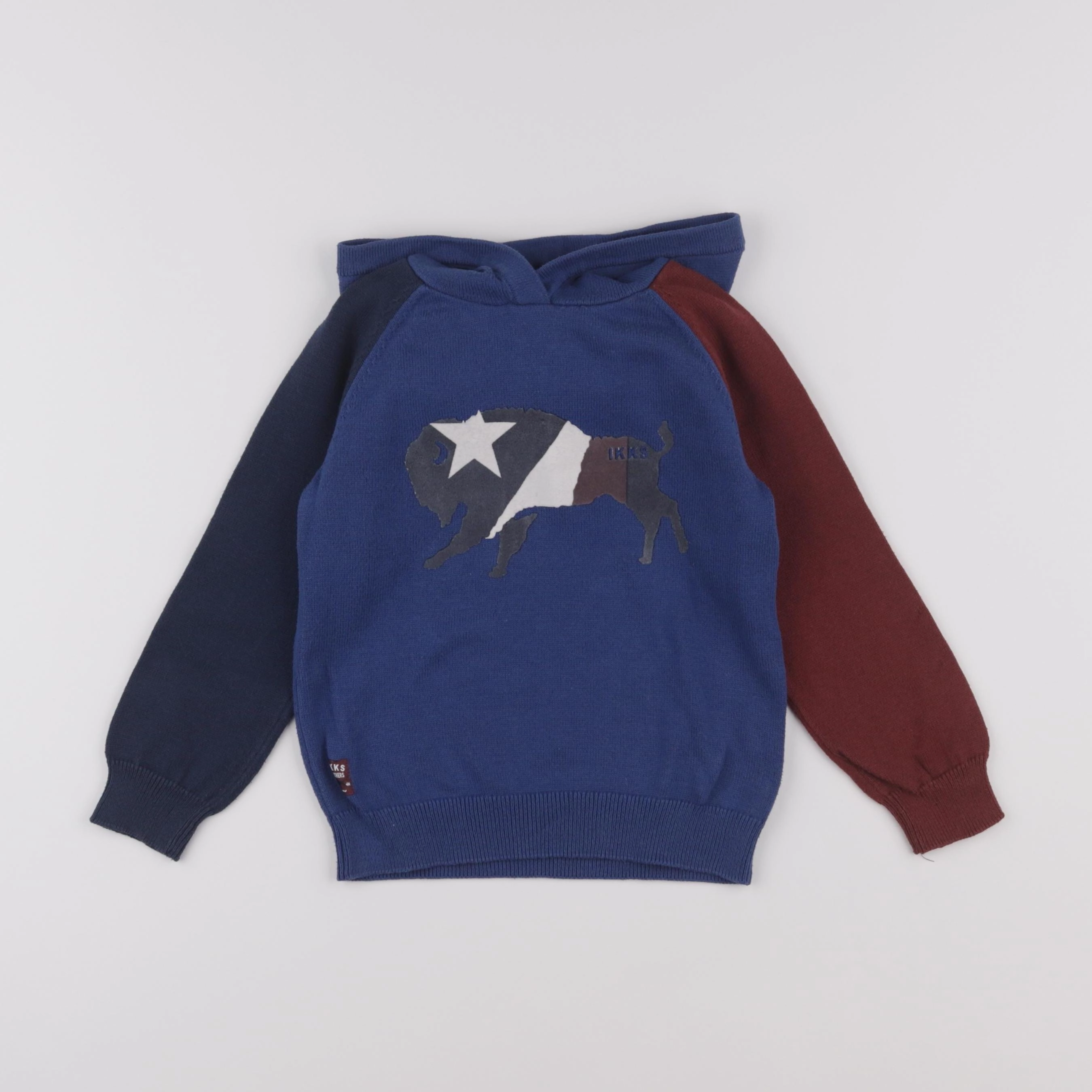 IKKS - pull bleu, rouge - 4 ans