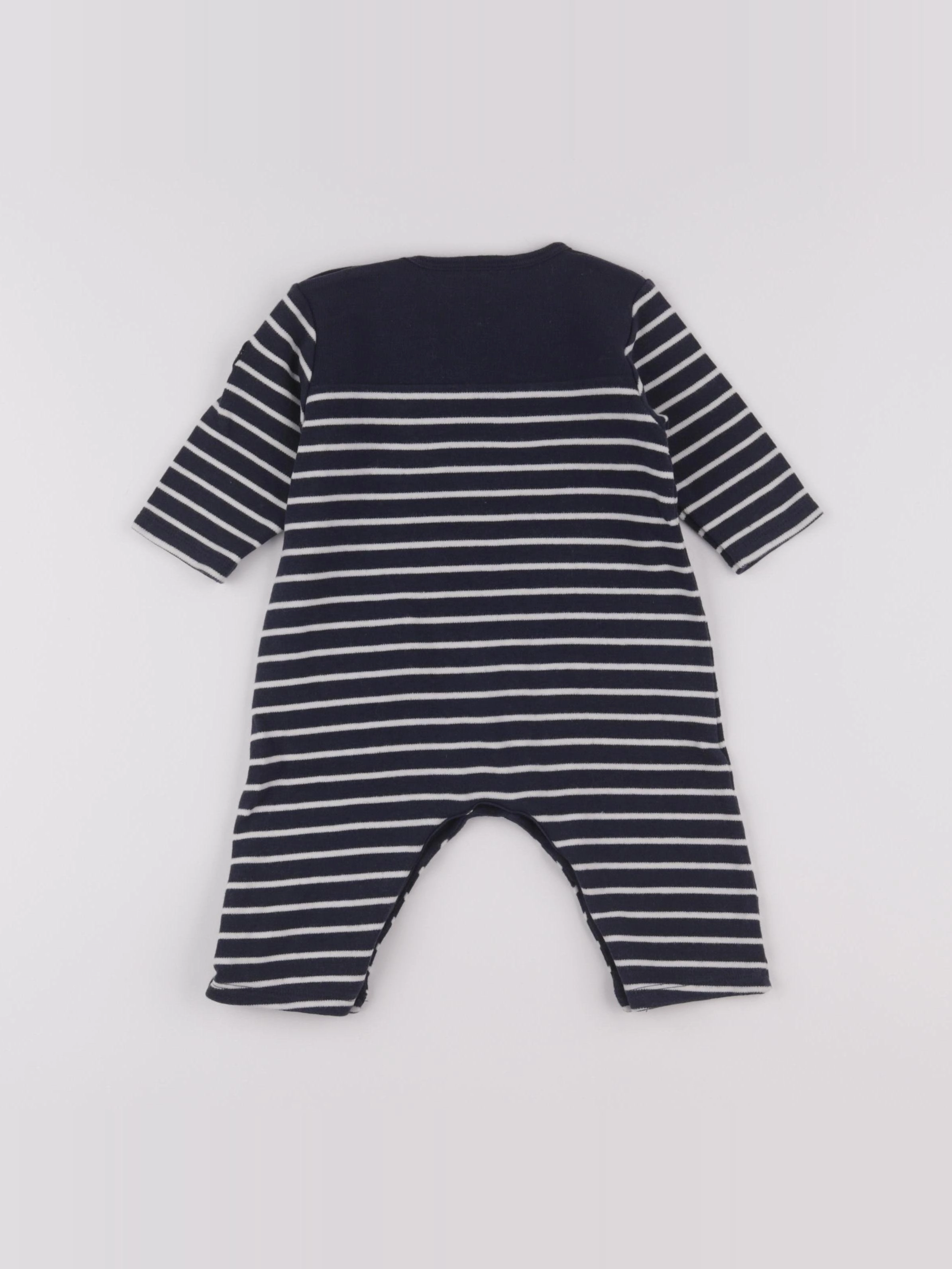 Petit Bateau - combinaison bleu, blanc - 6 mois