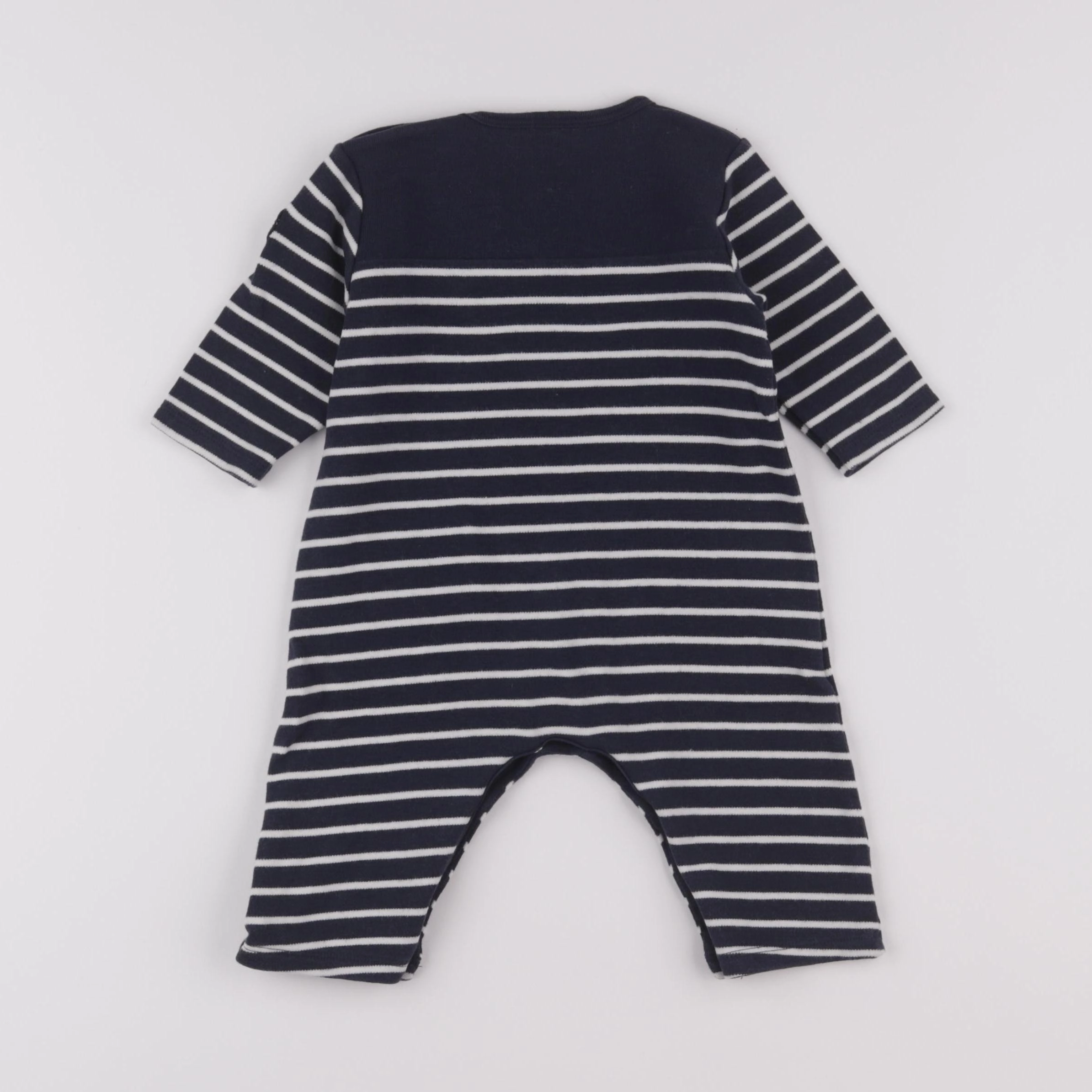 Petit Bateau - combinaison bleu, blanc - 6 mois