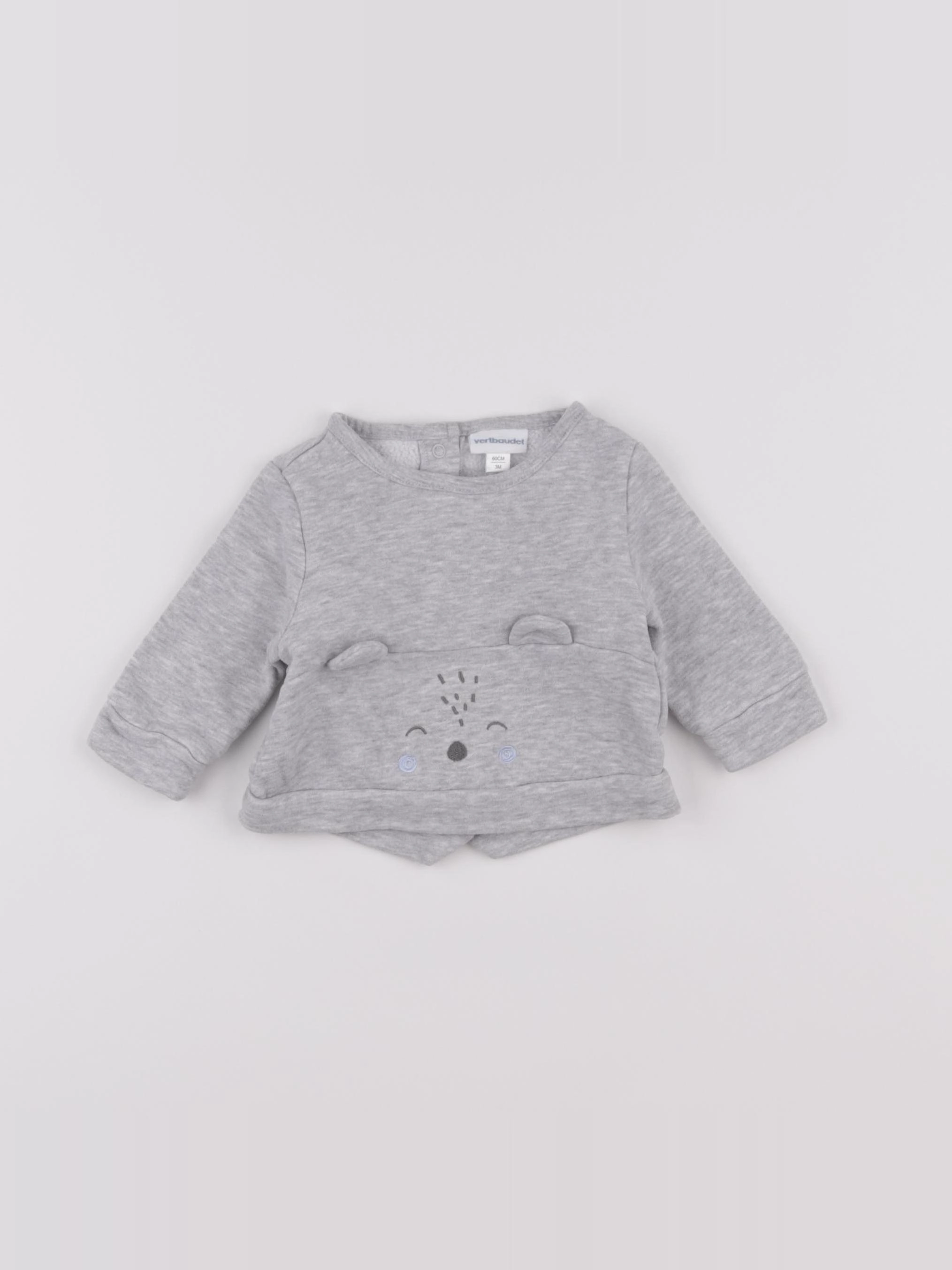 Vertbaudet - sweat gris - 3 mois