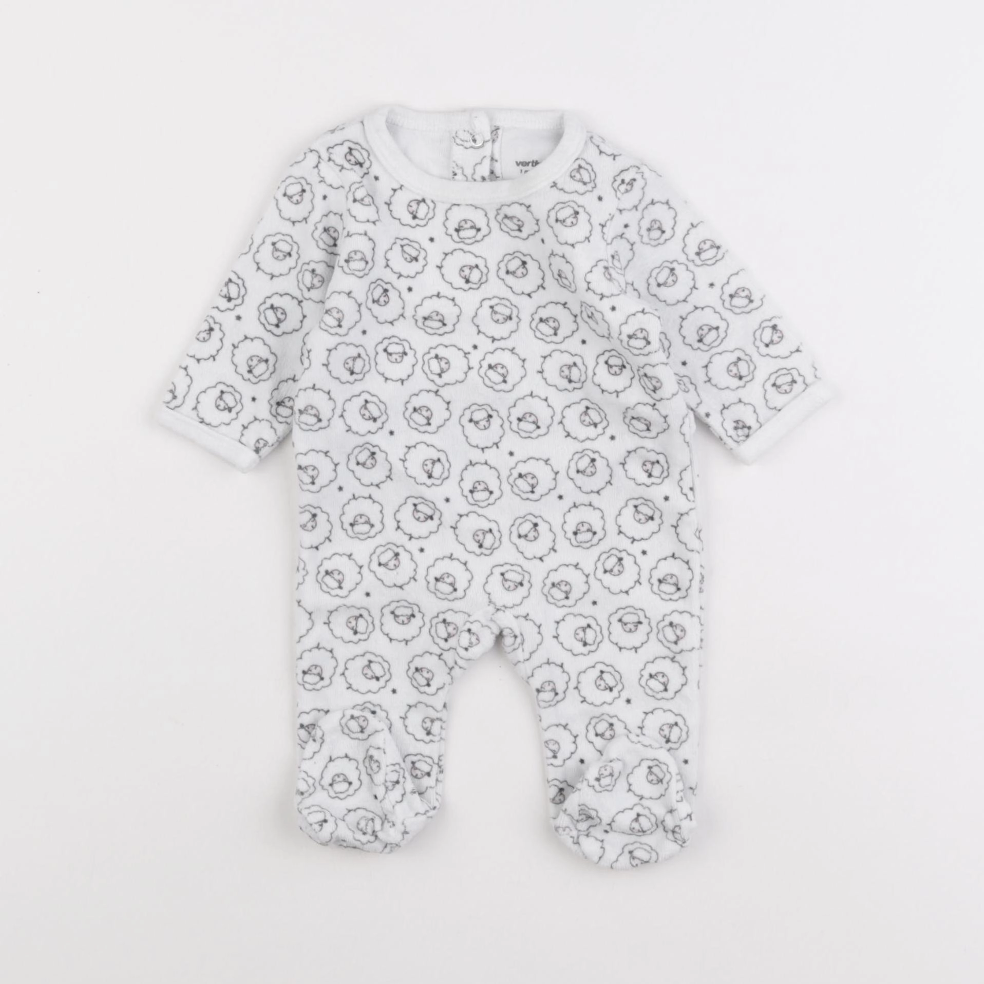 Vertbaudet - pyjama velours blanc - 1 mois